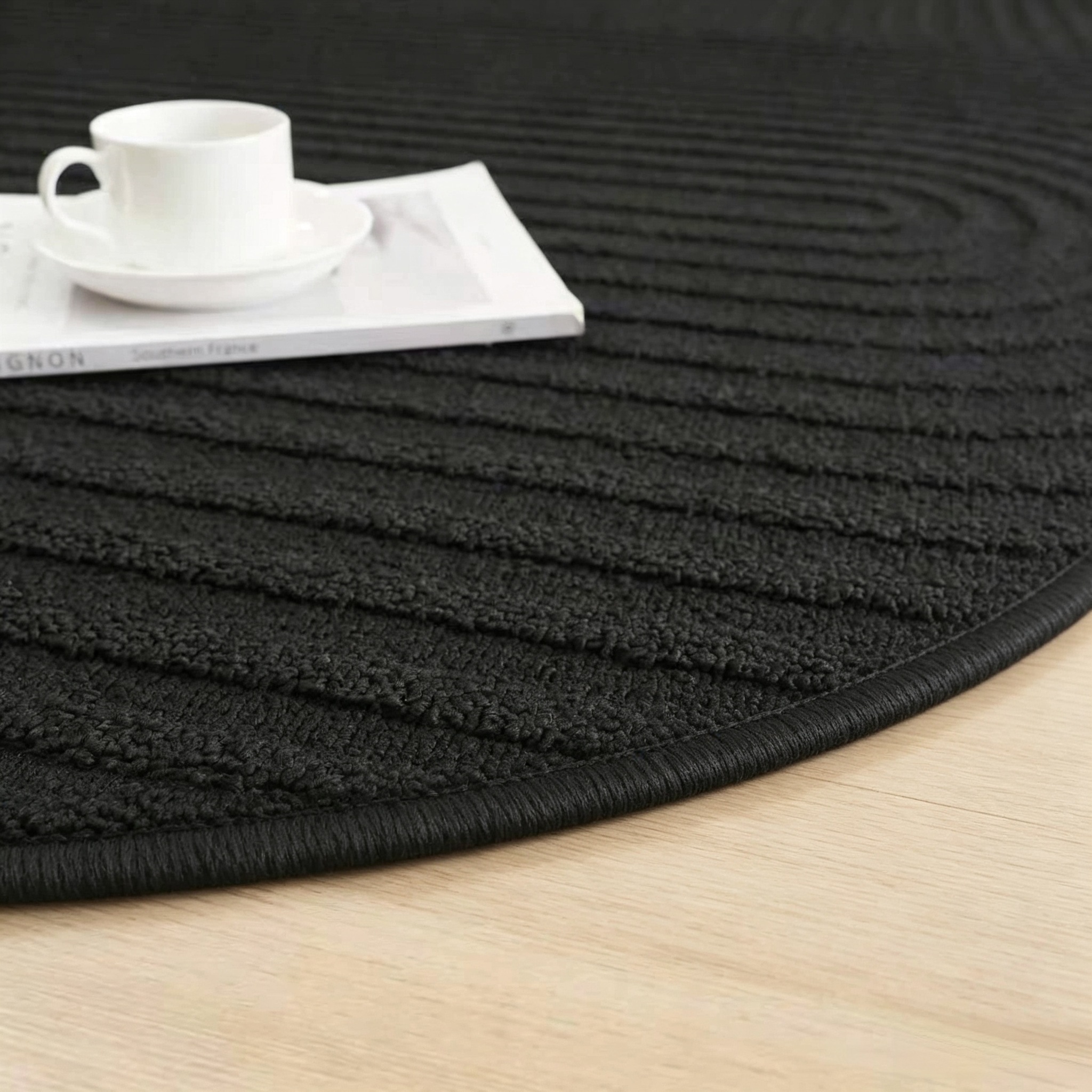 GOODproduct Teppich »Jola Hoch-Tief-Design, Scandi-Look, Zen, 140 cm« rund 10 mm Höhe Boho, Modern, 3D, Wohnzimmer, Schlafzimmer, wasserabweisend