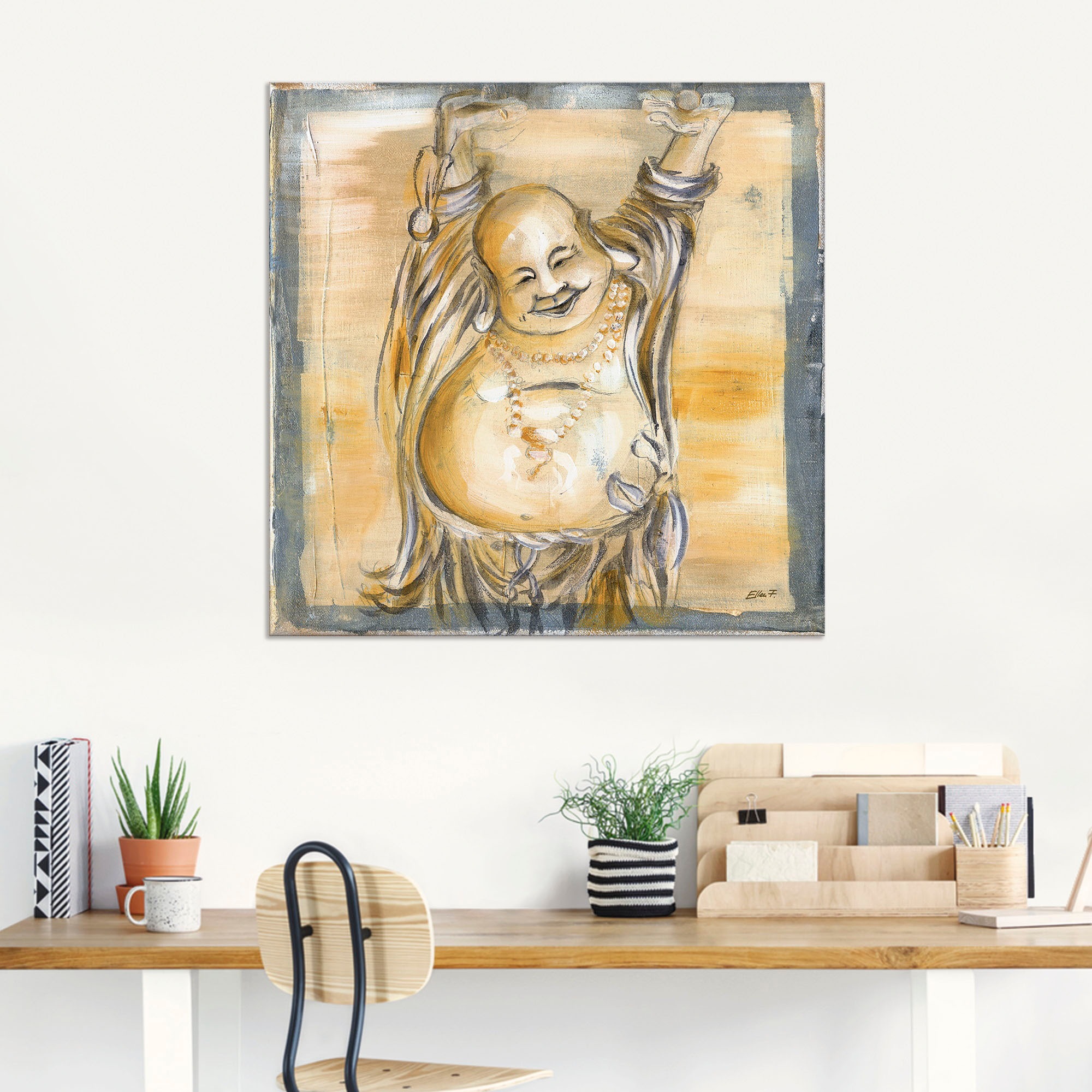 Artland Wandbild »Fröhlicher Buddha II«, Religion, (1 St.), als Alubild, Outdoorbild, Leinwandbild, Poster, Wandaufkleber