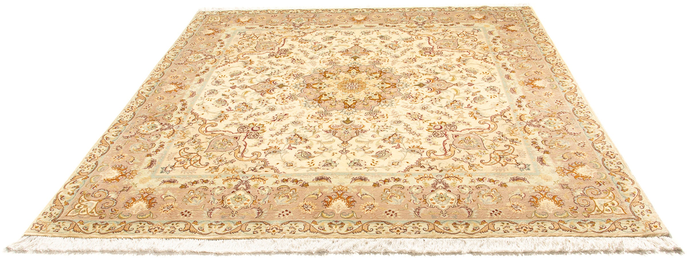 Image of morgenland Orientteppich »Perser - Täbriz - Royal quadratisch - 210 x 202 cm - beige«, quadratisch, 7 mm Höhe, Wohnzimmer, Handgeknüpft, Einzelstück mit Zertifikat bei Ackermann Versand Schweiz