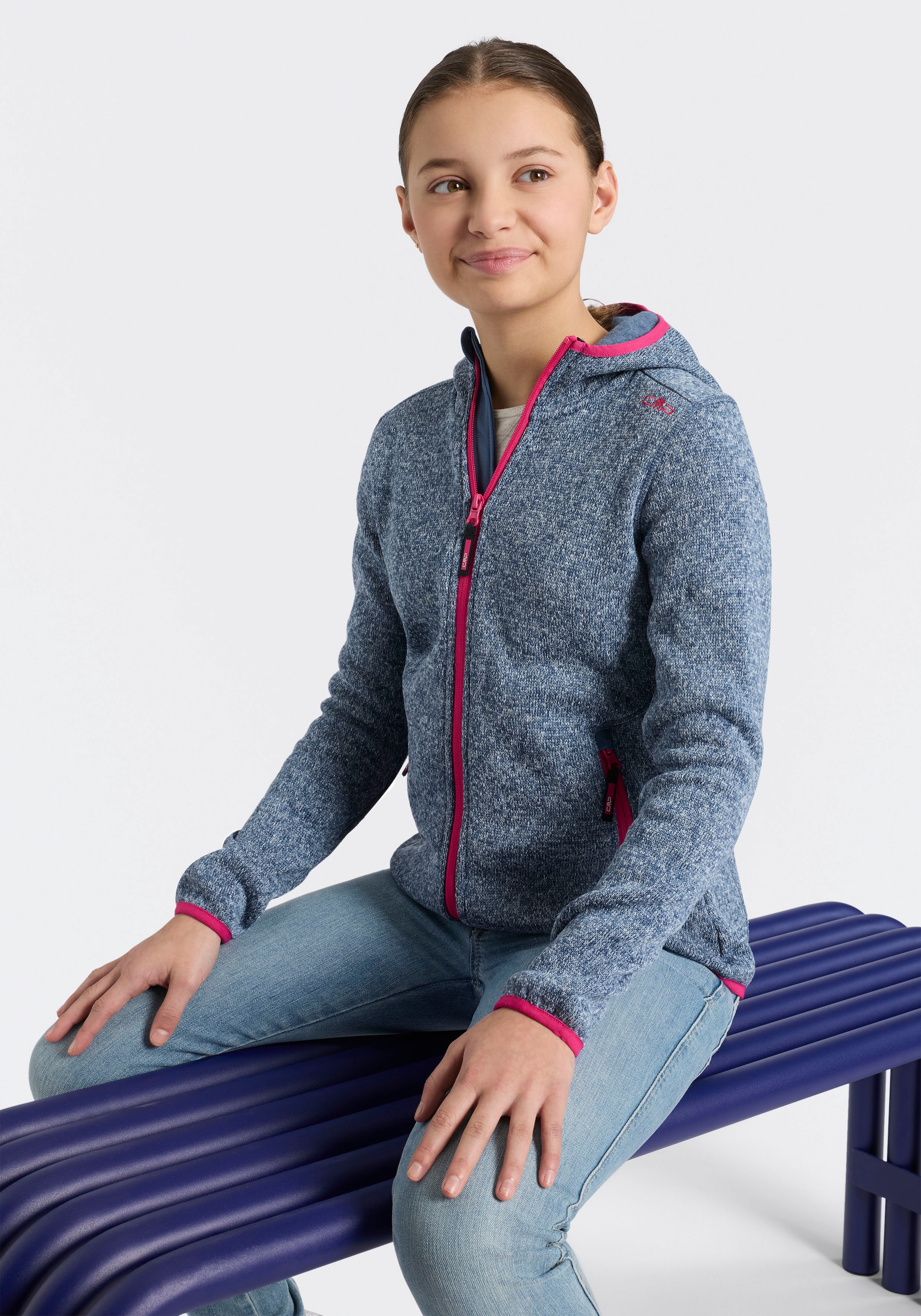 CMP Veste en laine polaire mit Kapuze Übergangsjacke für Kinder, mit Kapuze, mit Reissverschlusstaschen