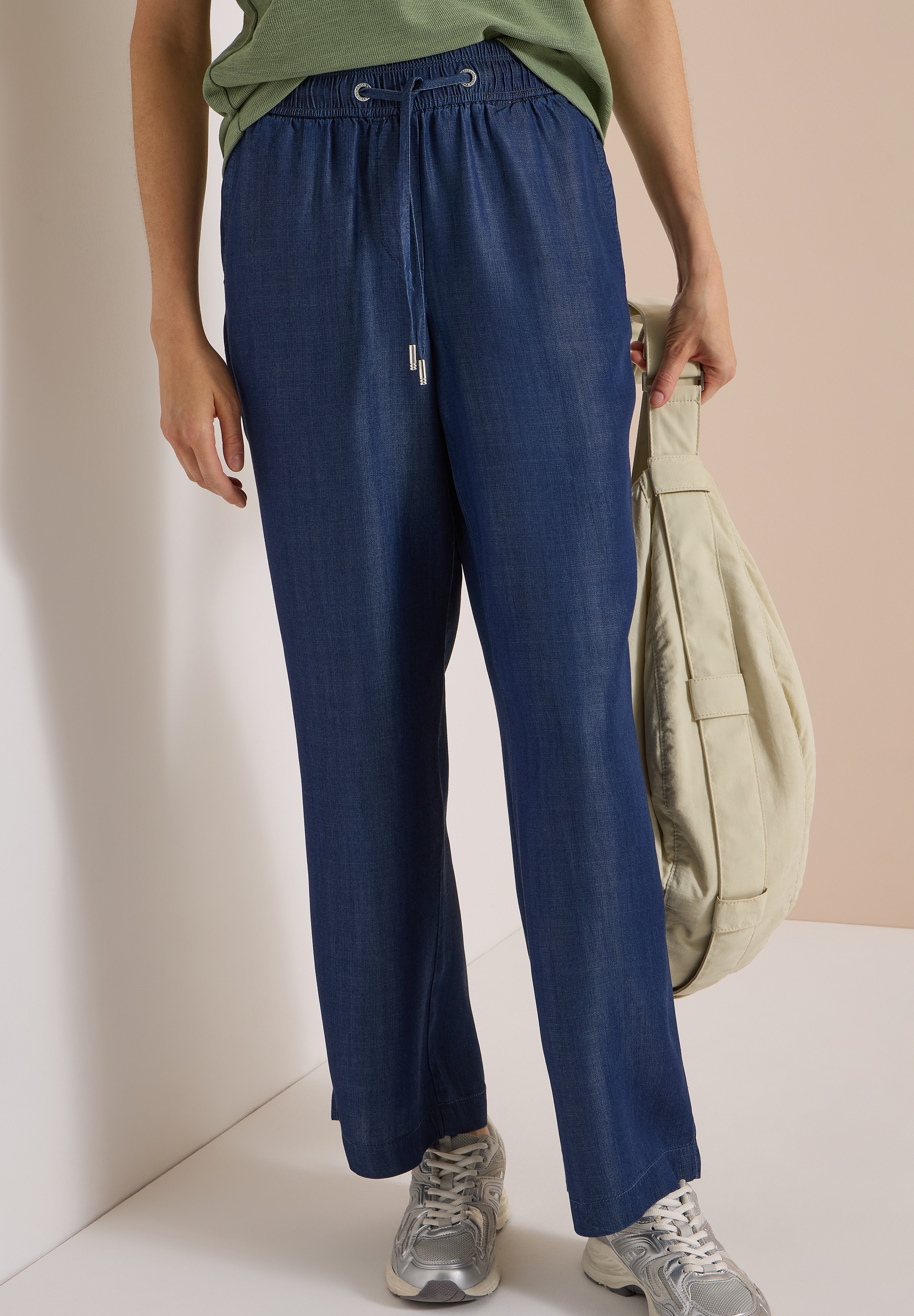 Cecil Pantalon en tissu »Style Neele«  Ceinture élastique avec cordon, lyocell, coupe ample au niveau des jambes