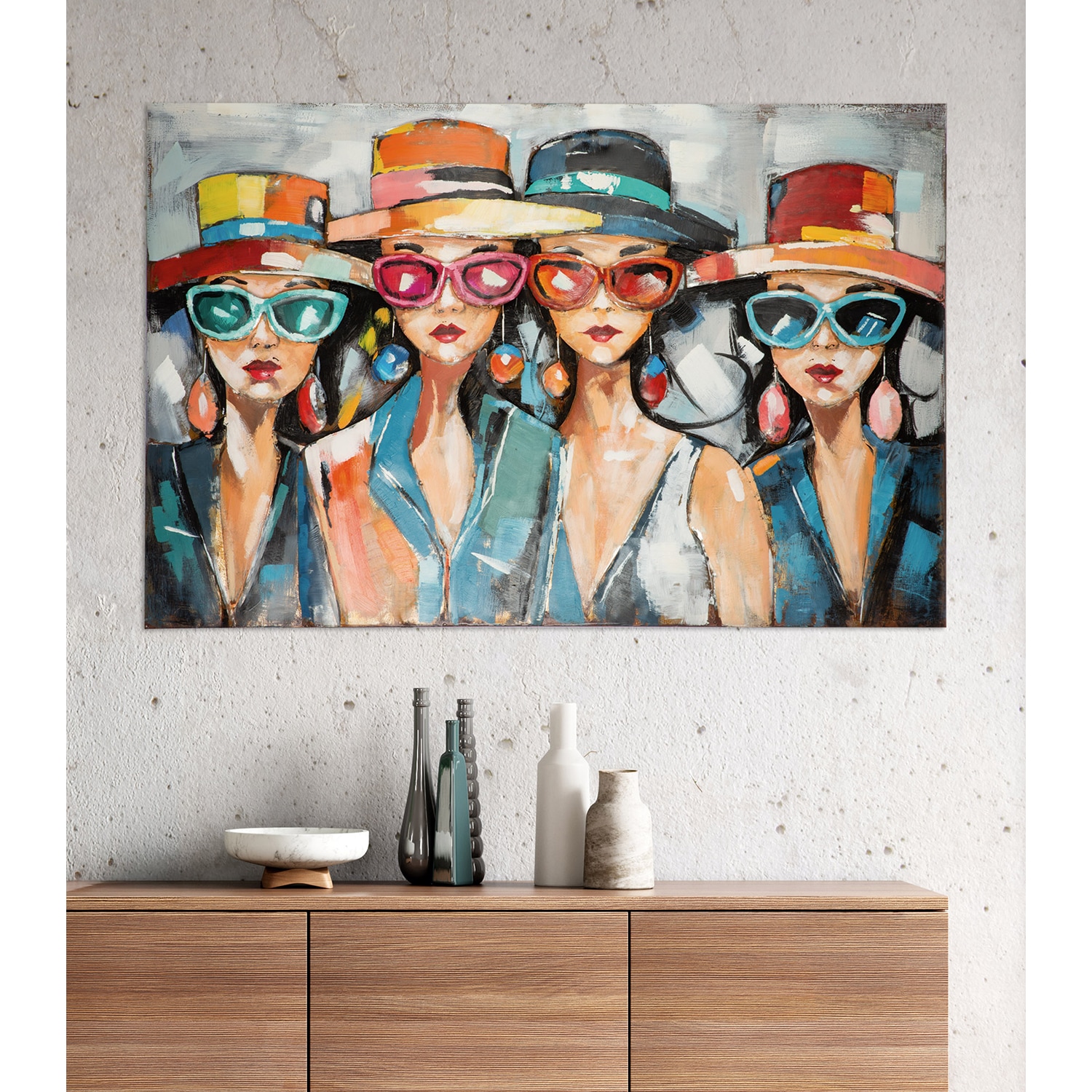 GILDE Metallbild »Bild rechteckig Red Lips Society  mehrfarbig« Bilder von Frauen 1 Stk. tlg. Frauenporträt Lippenmotiv Pop-Art-Stil Fashionbild Urban Chic Glamour