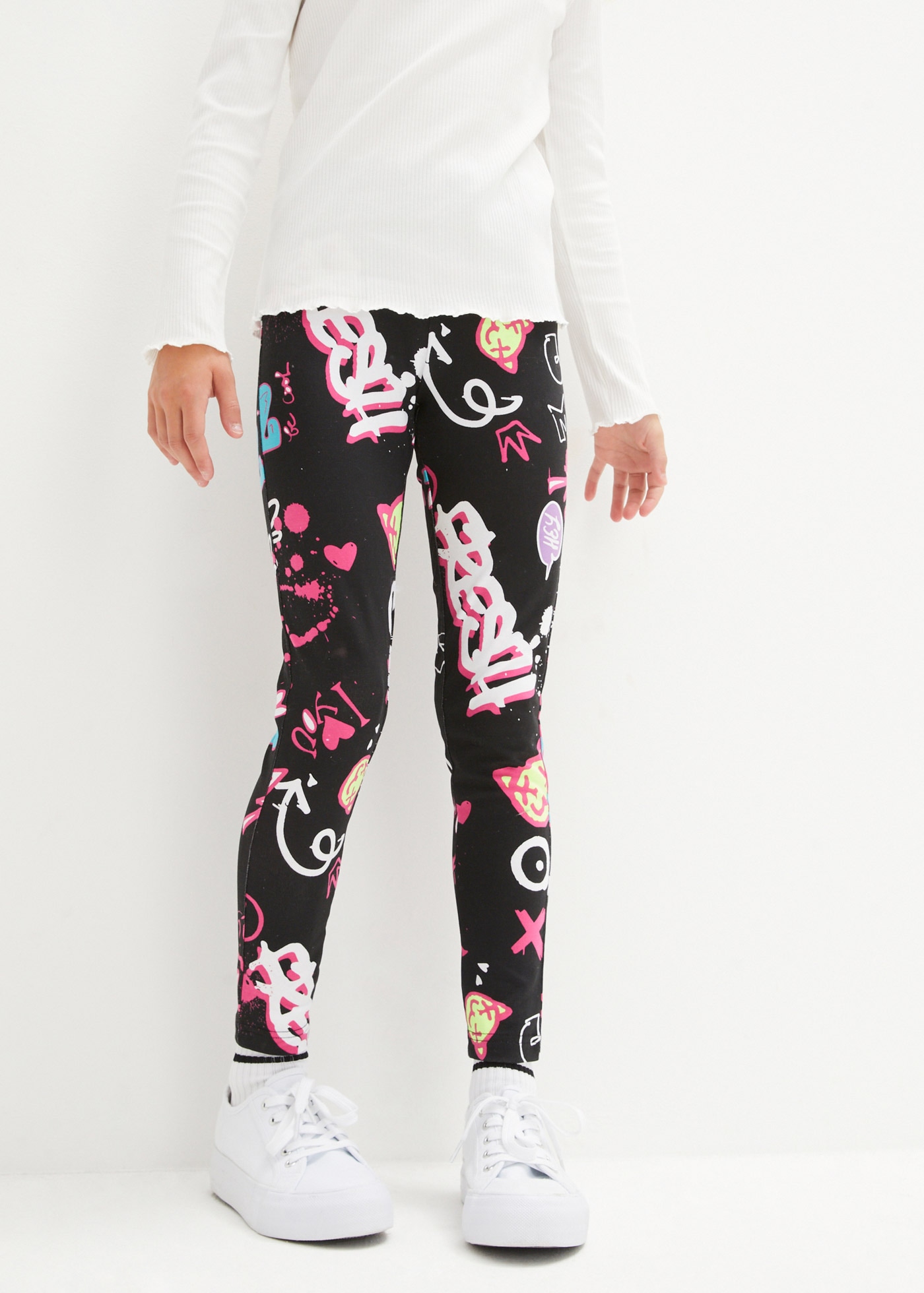 Image of bonprix Leggings aus Baumwolle und Elasthan, bequeme Passform, mit Alloverprint