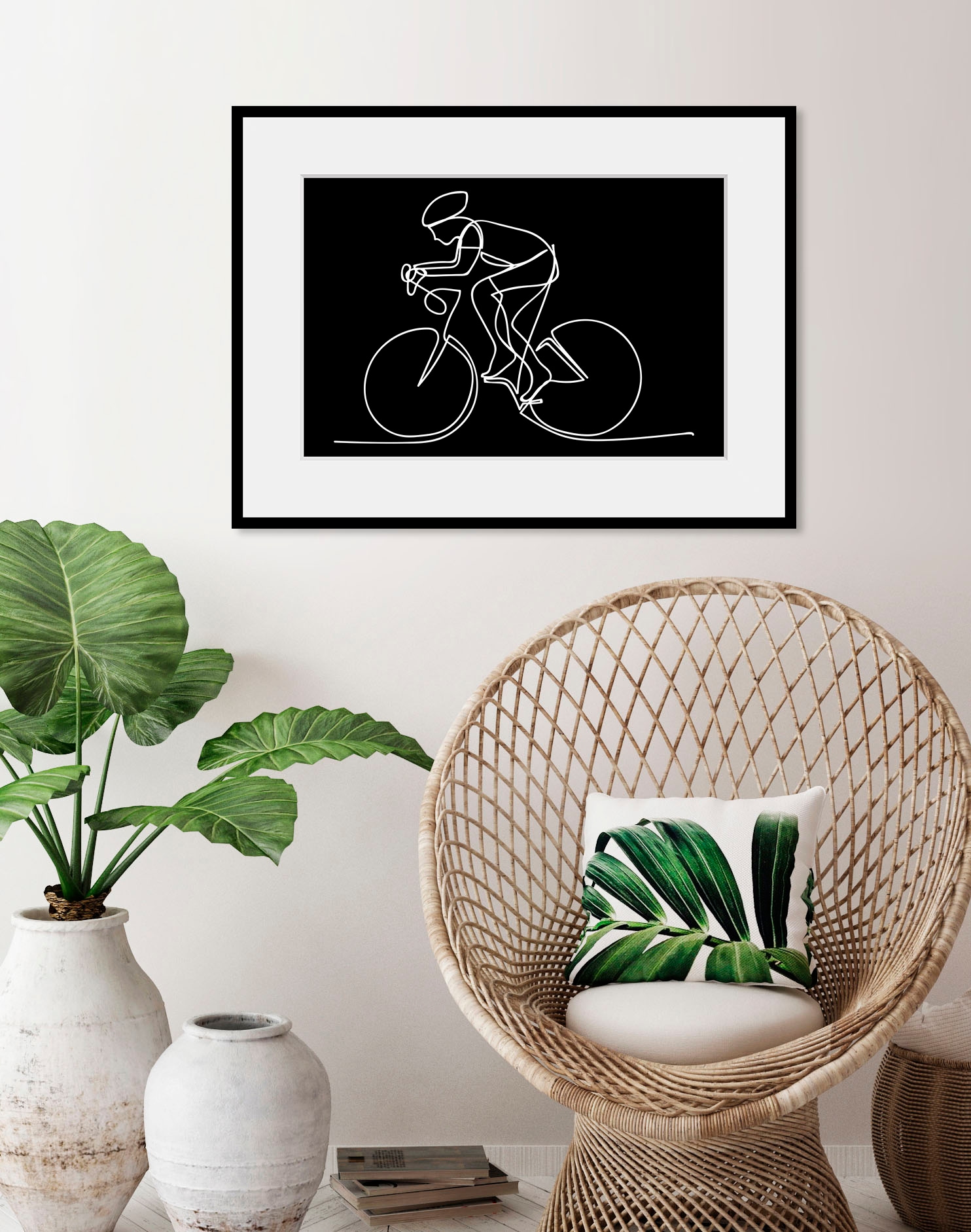 Image of queence Bild "Armstrong" Fahrräder Kunst Schwarz-Weiss Sport 1 Stk. tlg. HD Premium Poster-Druck inkl. Holzrahmen