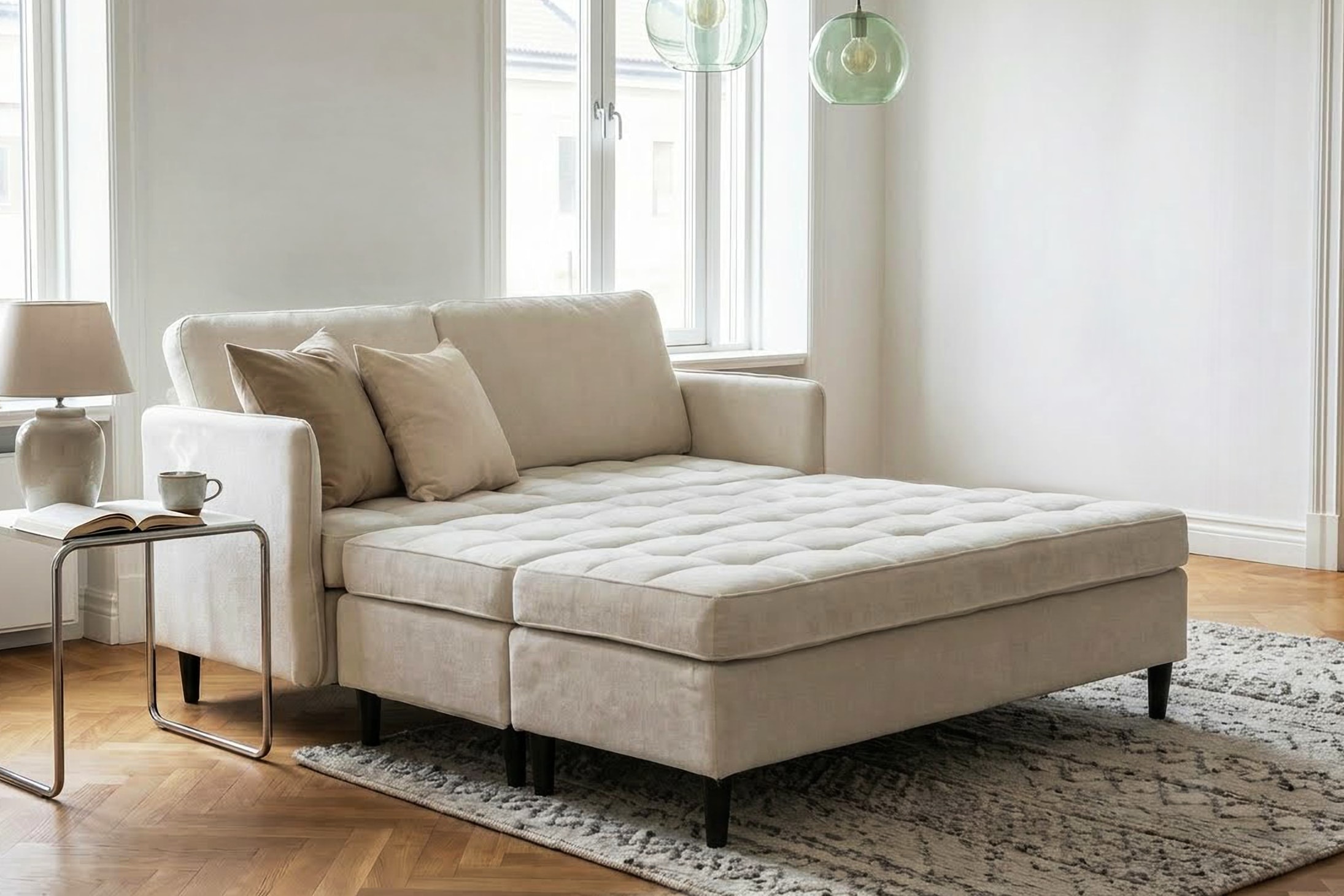 Dorel Home Wohnlandschaft »LINDHUS, Chenille, Modulsofa, verschiedene Stellvarianten« Breite als U-Form (254cm) mit Verbindern fixierbar, Recamiere,Stauraum