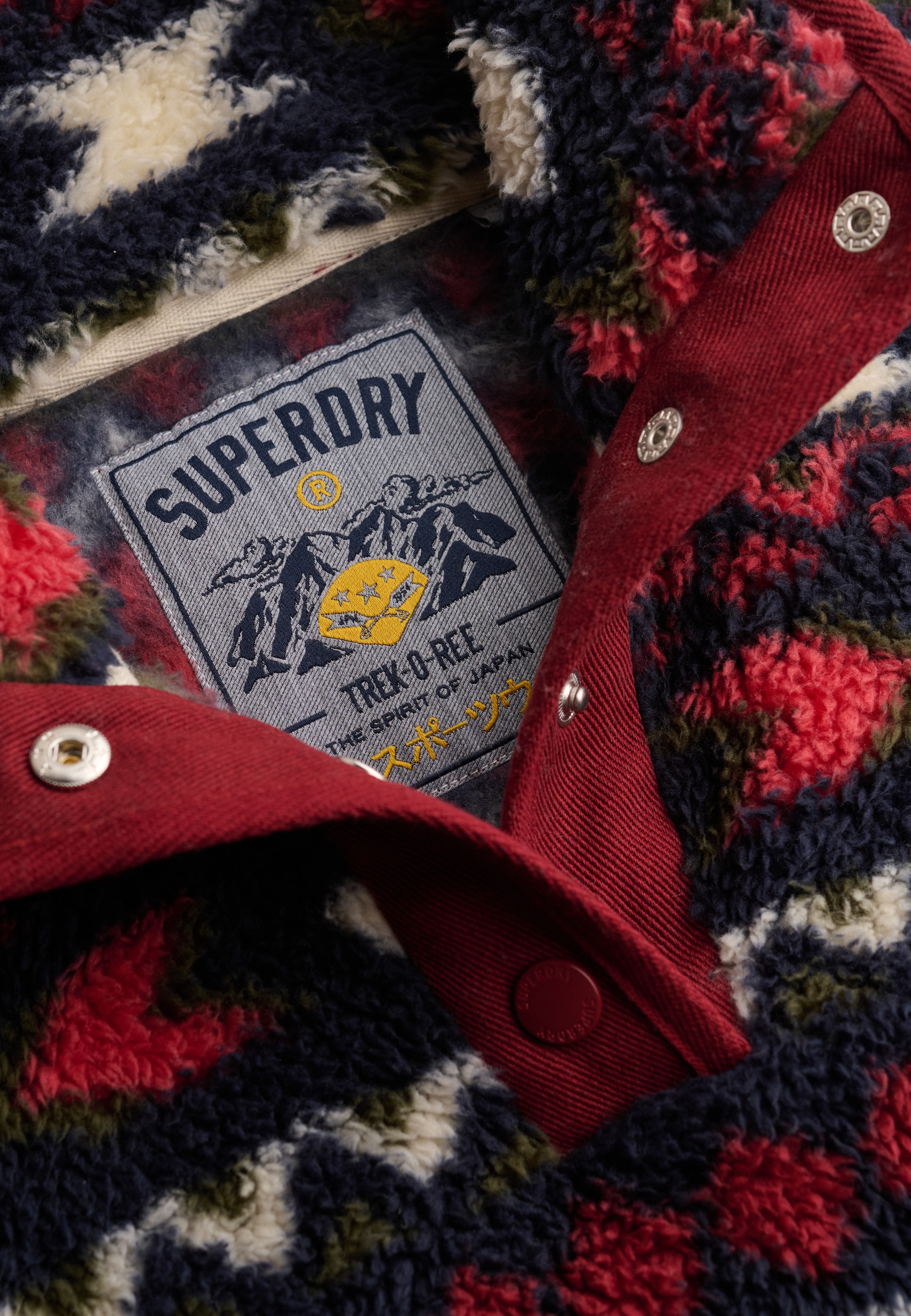 Superdry Pull en polaire »SUPER SOFT PRINTED HENLEY«, Kunstfaser, oversize
