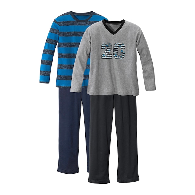 Trendige AUTHENTIC LE JOGGER Pyjama, (4 tlg., 2 Stück), mit lässigem Druck  und gedruckten Streifen versandkostenfrei kaufen