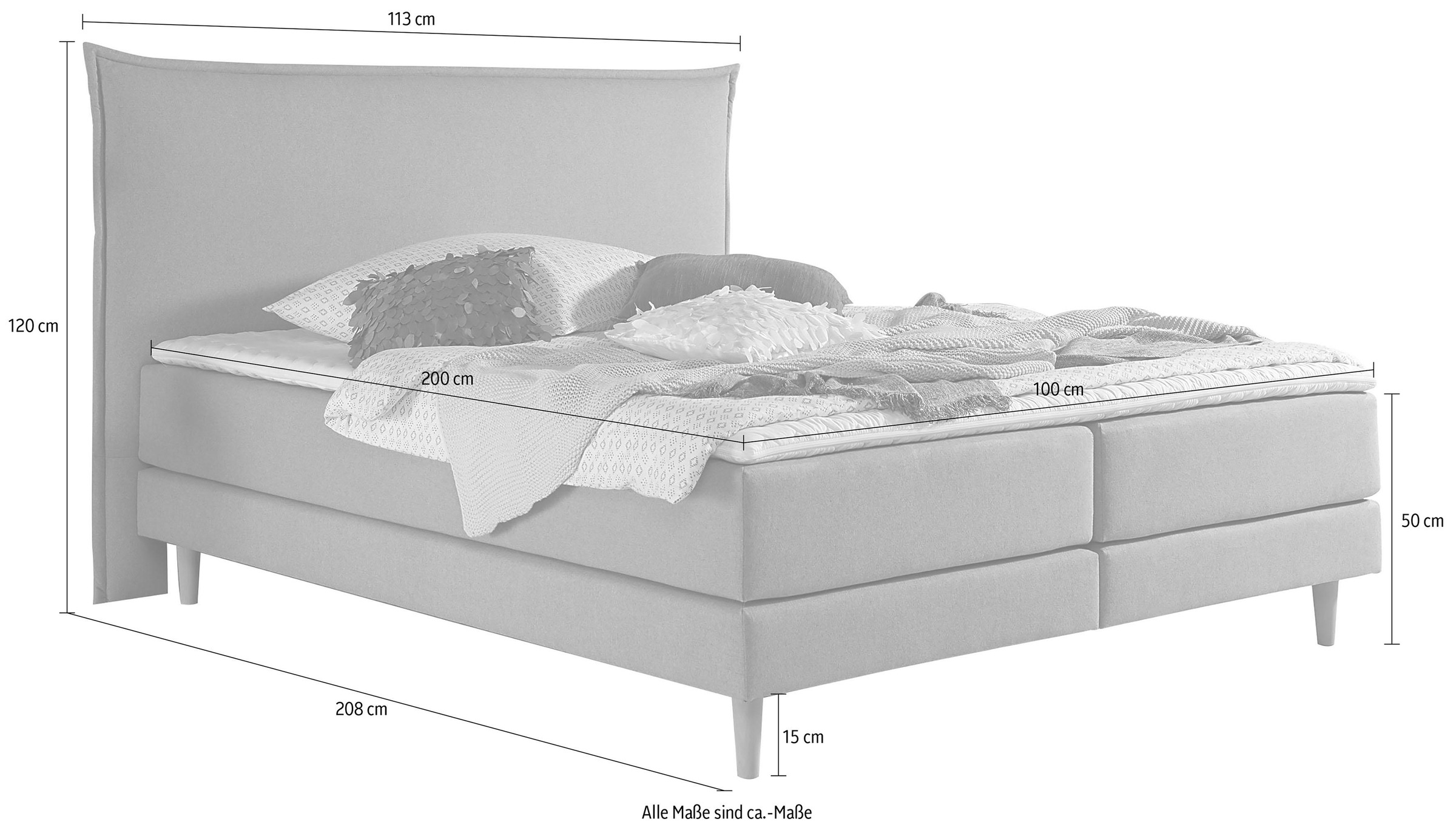 andas Boxspringbett »Kiruna«, in 4 Breiten, 3 Matratzenarten, bis zu 3 Härtegrade, incl. Topper