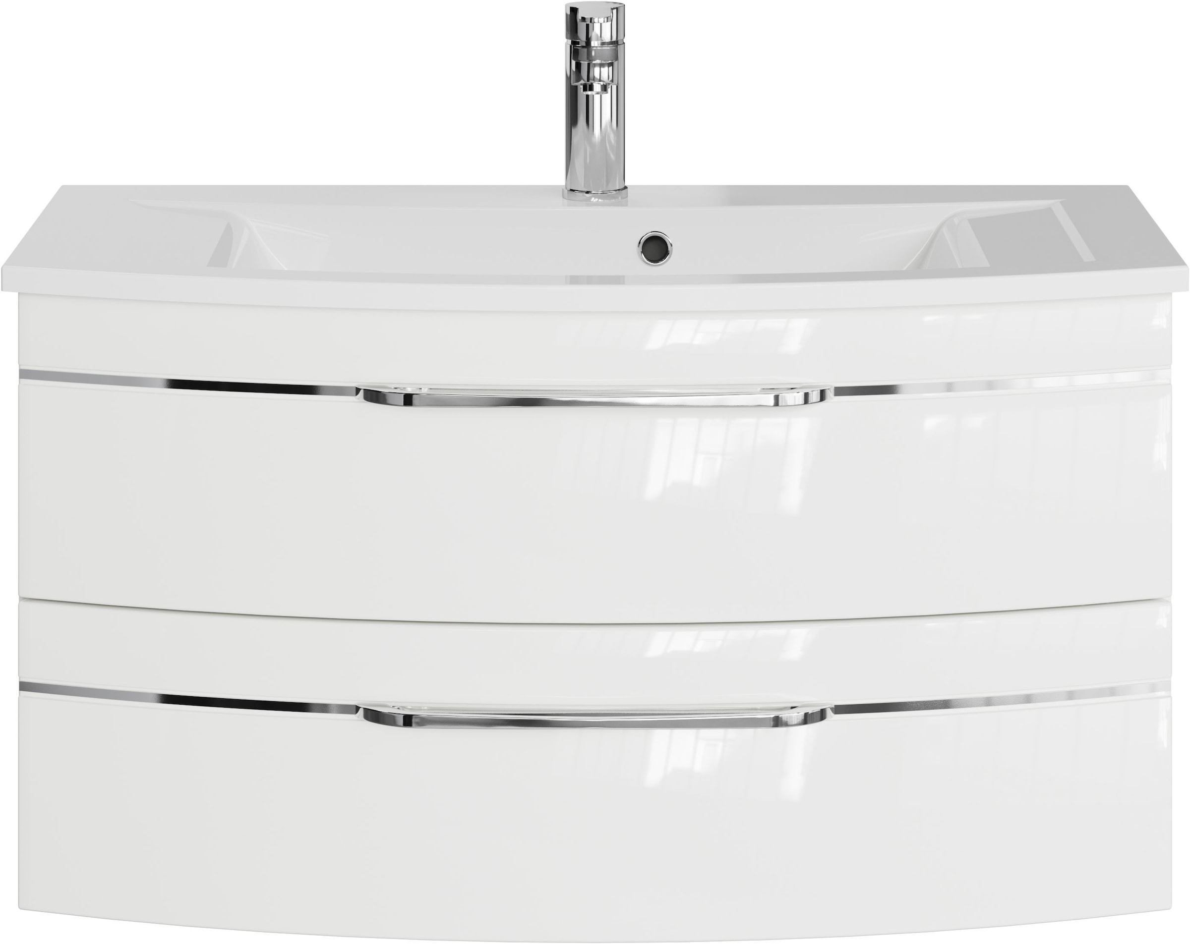 Saphir Waschtisch »Serie 7045 Mineralmarmor-Waschtisch und Unterschrank, 91 cm breit« Waschplatz mit 2 Schubladen, Badmöbel Set mit Waschtisch