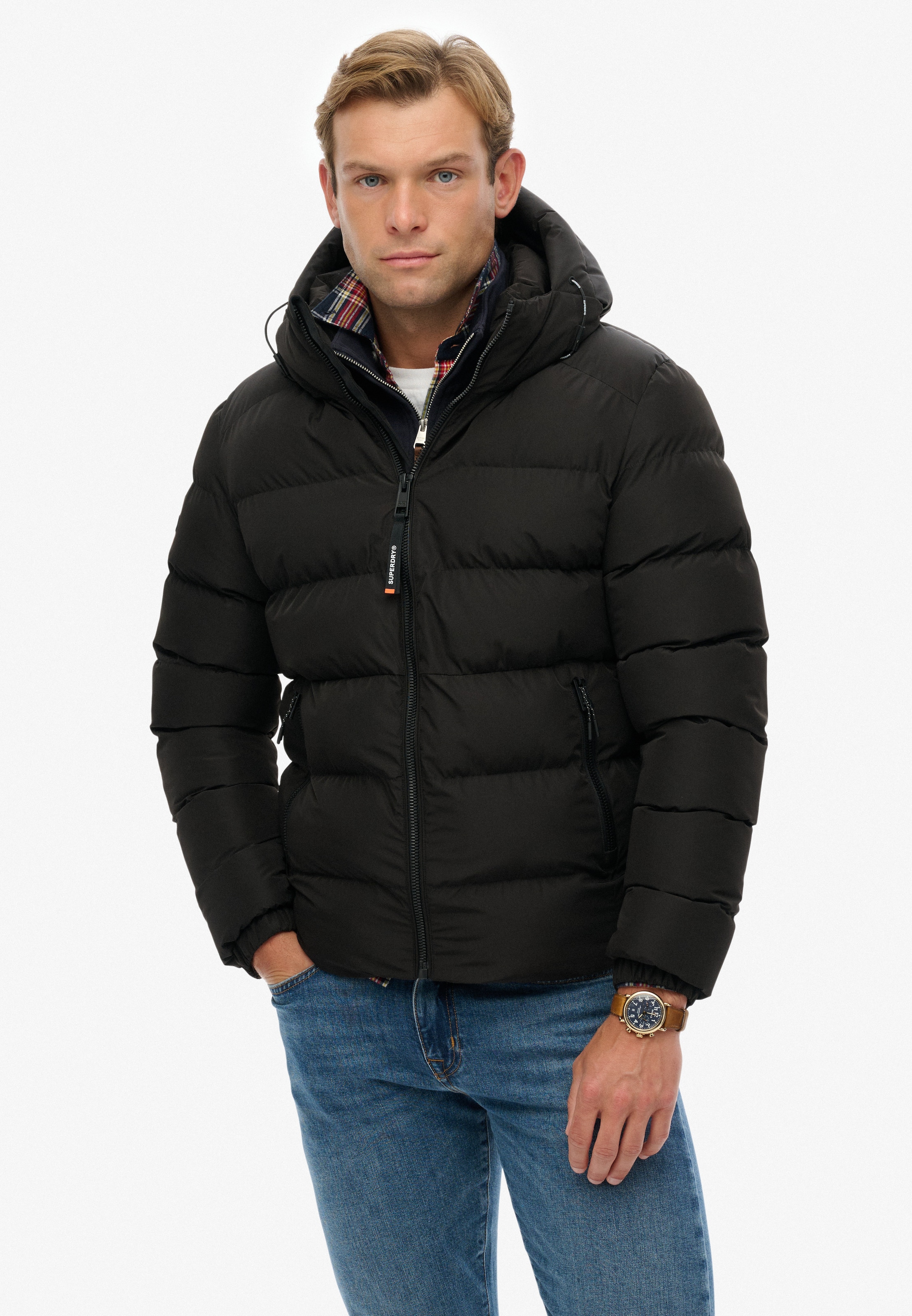 Superdry »HOODED SPORTS PUFFER JACKET« mit Kapuze Kunstfaser, relaxed fit