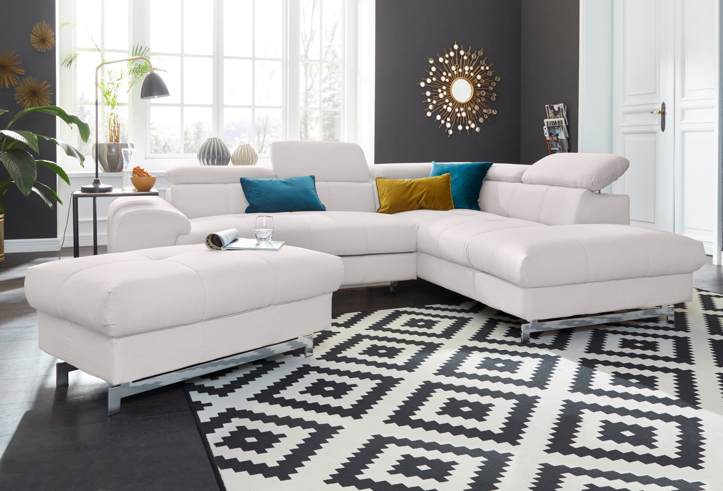COTTA Ecksofa »Chef L-Form«, mit Kopfteilverstellung, wahlweise mit Bettfunktion & Bettkasten