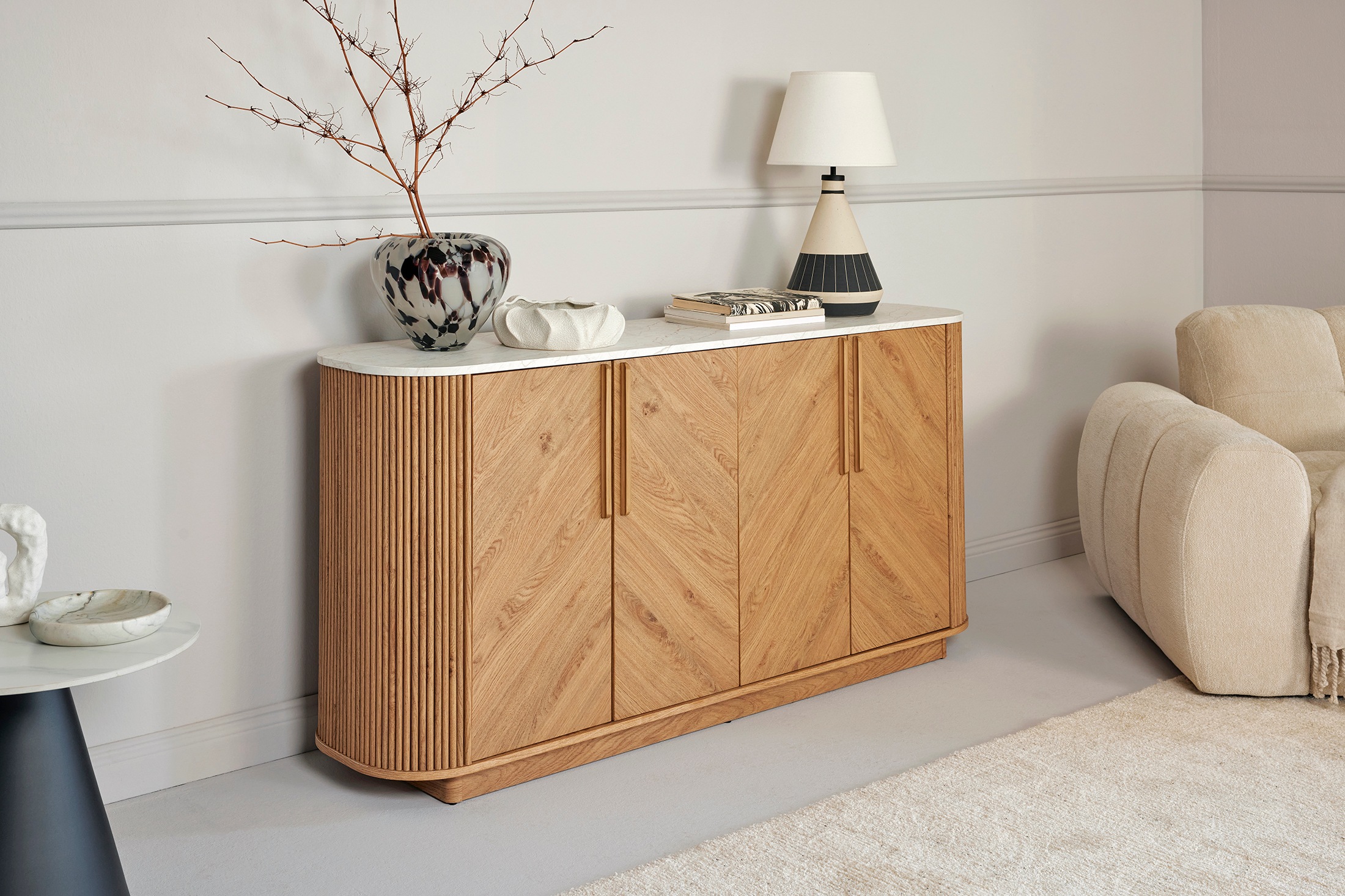 Jahnke Sideboard »ARROW SB 160« 1 Stk. tlg. Sideboard, abgerundet, Fischgrät-Muster, Breite 159,5 cm