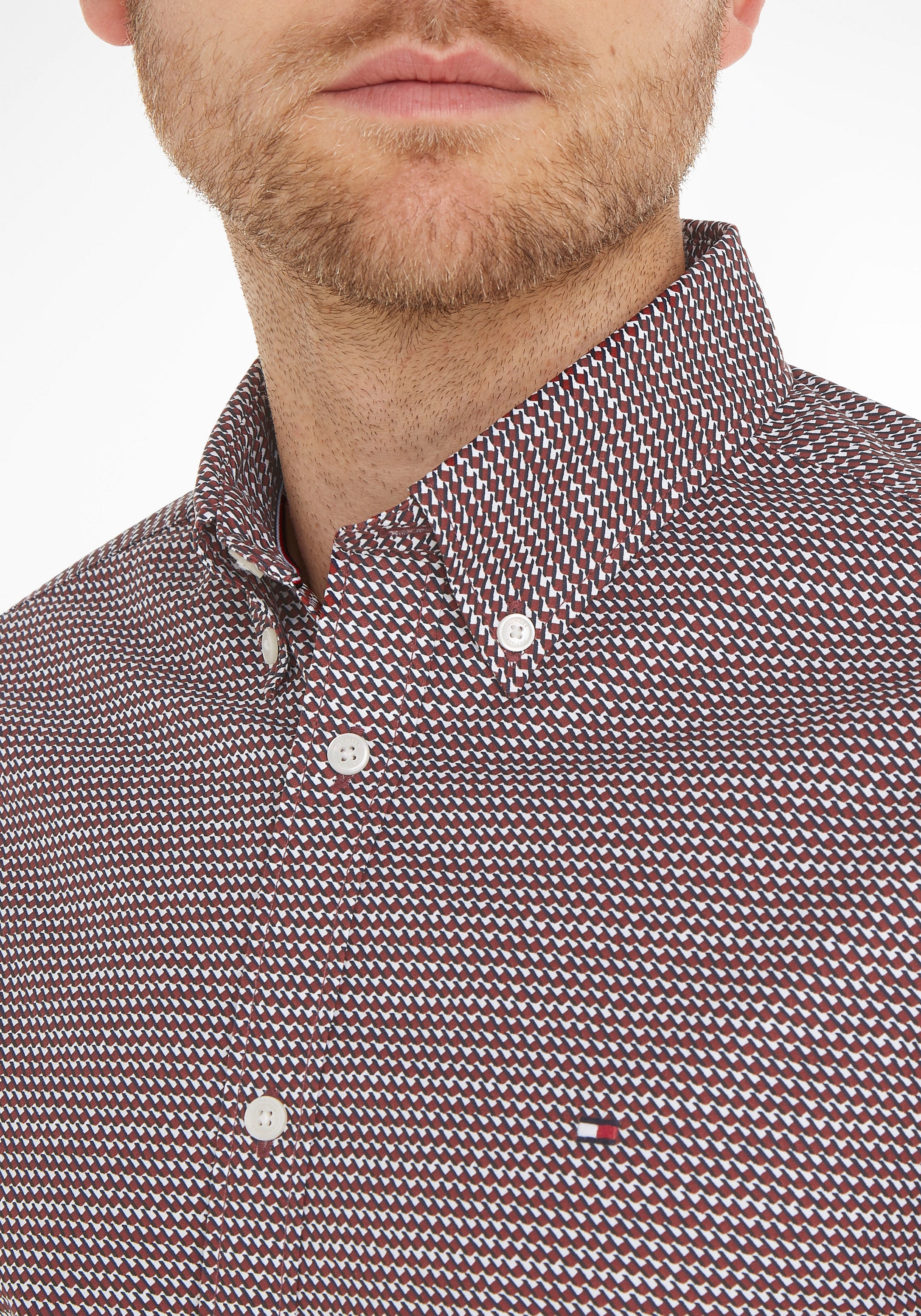 Tommy Hilfiger Langarmhemd »SMALL RETRO PRINT SF SHIRT«, mit Button-down-Kragen