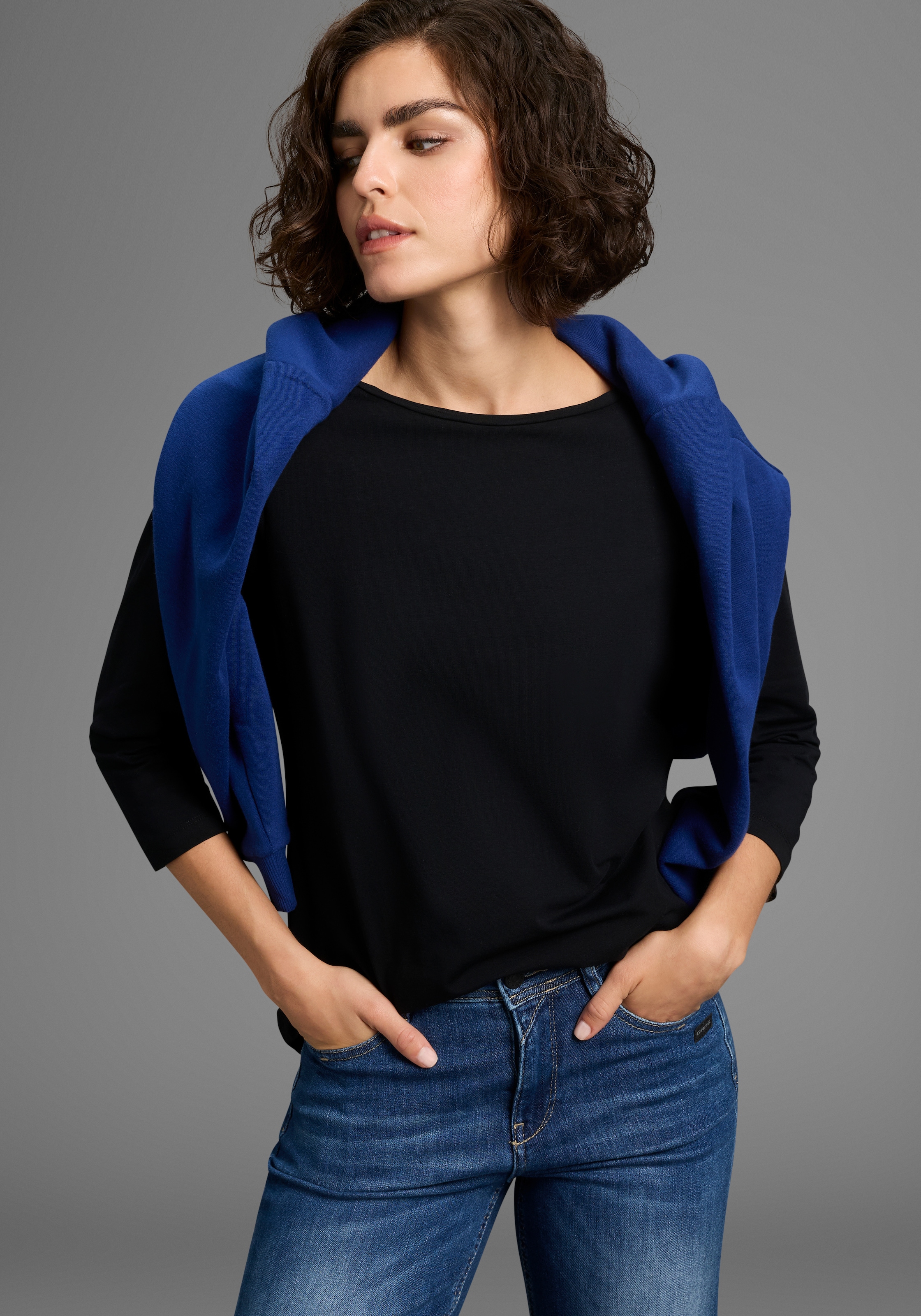 Image of Laura Scott 3/4-Arm-Shirt Basic-Stil, 3/4-Ärmellänge, U-Boot-Ausschnitt, ohne Tasche