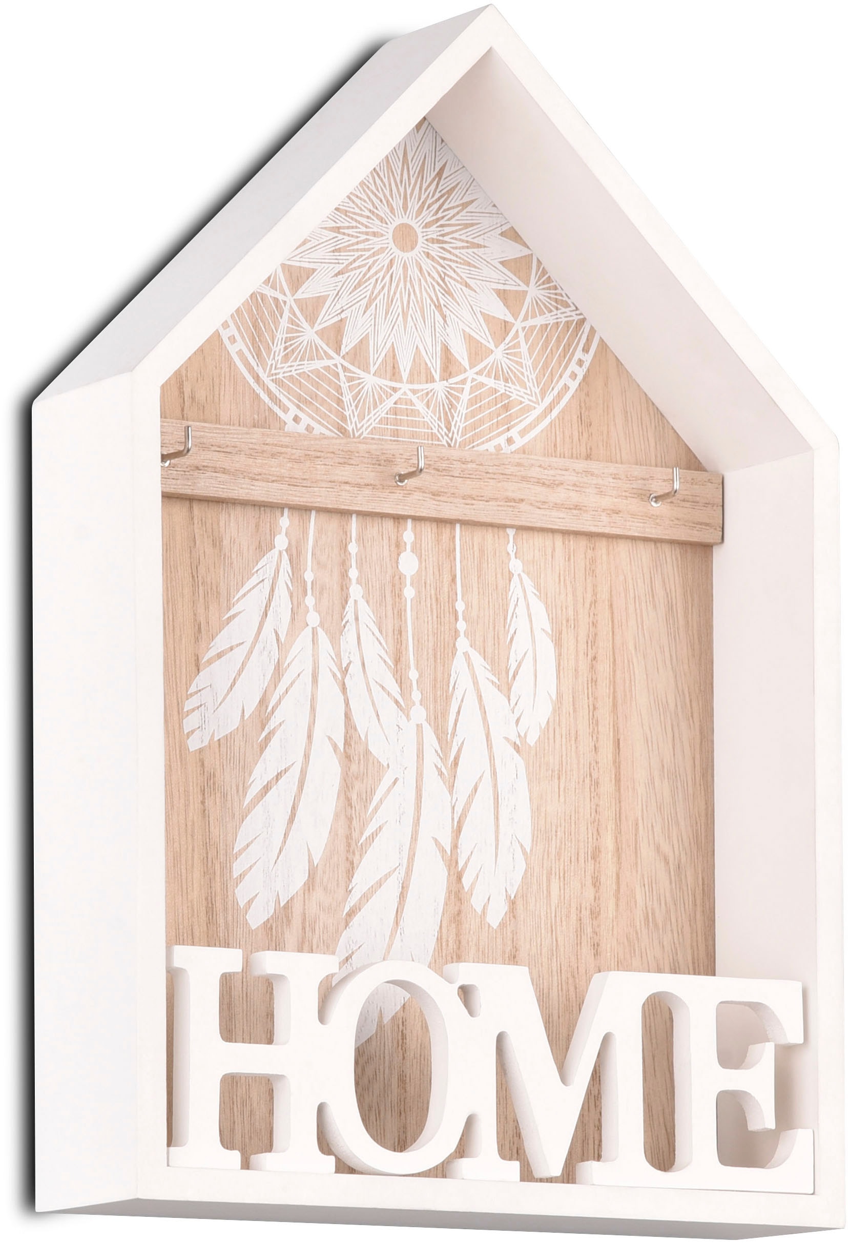 MIRRORS AND MORE Wandregal »Gina« 1 Stk. tlg. mit 3 Haken, Home Schriftzug