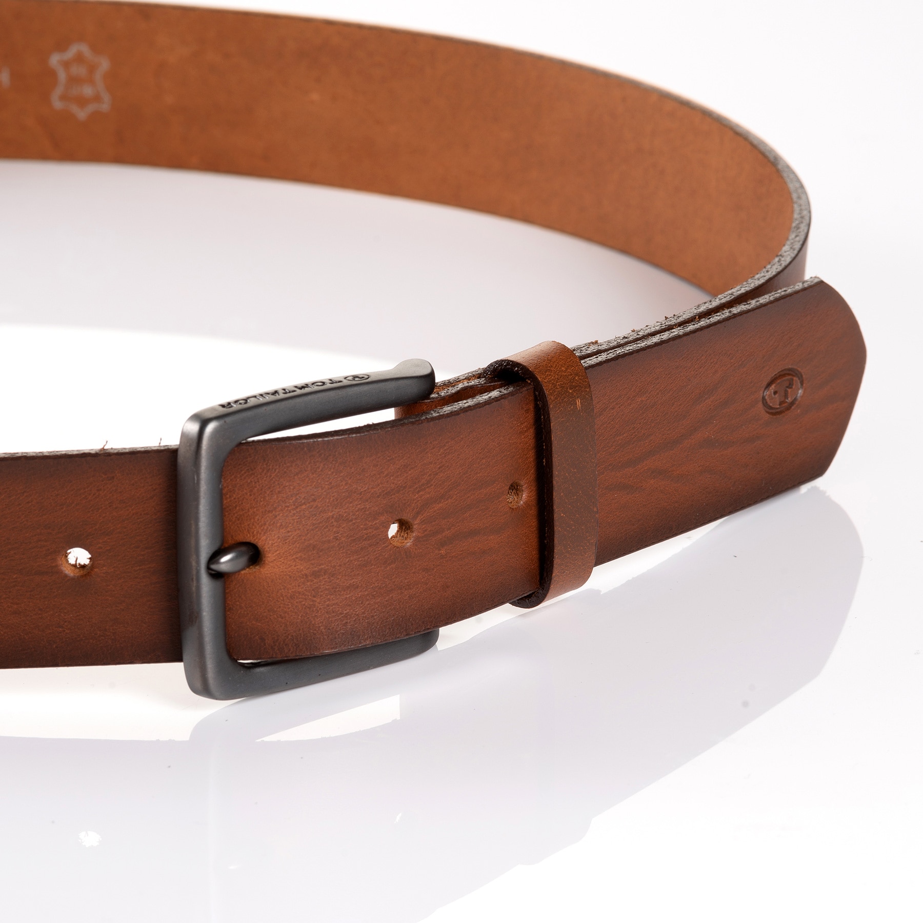 TOM TAILOR Ledergürtel »TTSCOTT«, 3,5 cm breit, Herrengürtel, Jeans und Casual, bis Gr. 120