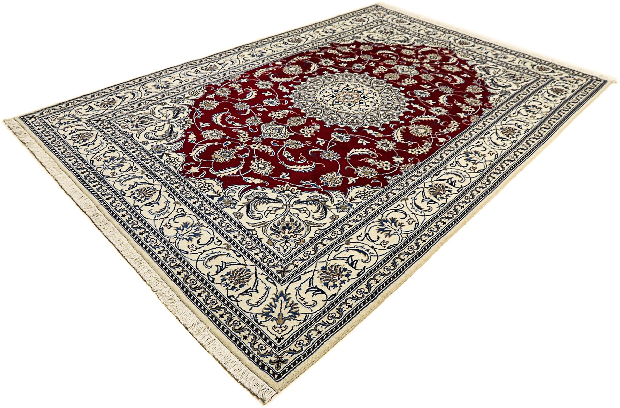 Image of morgenland Orientteppich »Perser - Nain - 297 x 200 cm - dunkelrot«, rechteckig, 12 mm Höhe, Wohnzimmer, Handgeknüpft, Einzelstück mit Zertifikat bei Ackermann Versand Schweiz