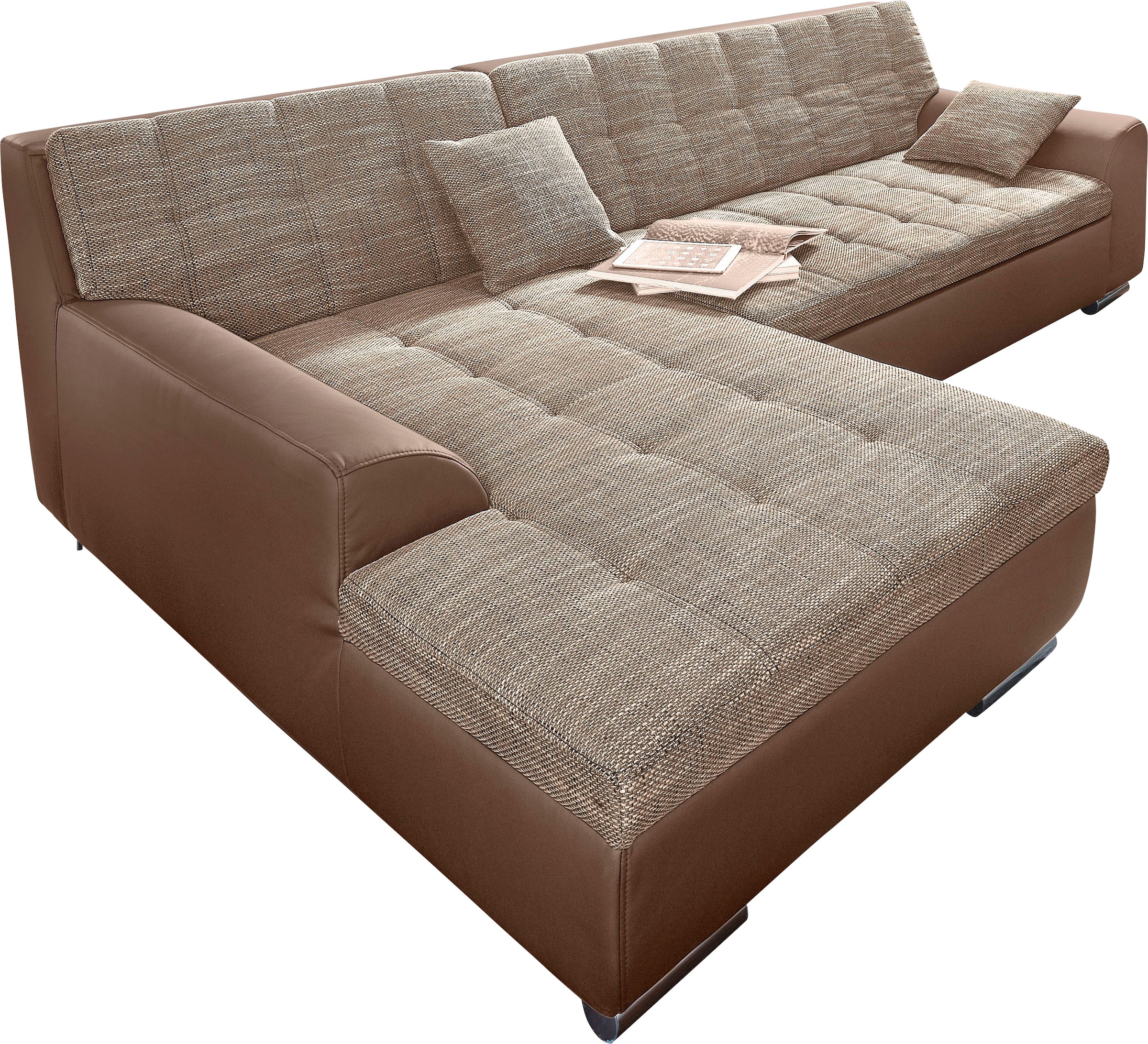 DOMO collection Ecksofa Treviso, wahlweise mit Bettfunktion, incl. Zierkissen