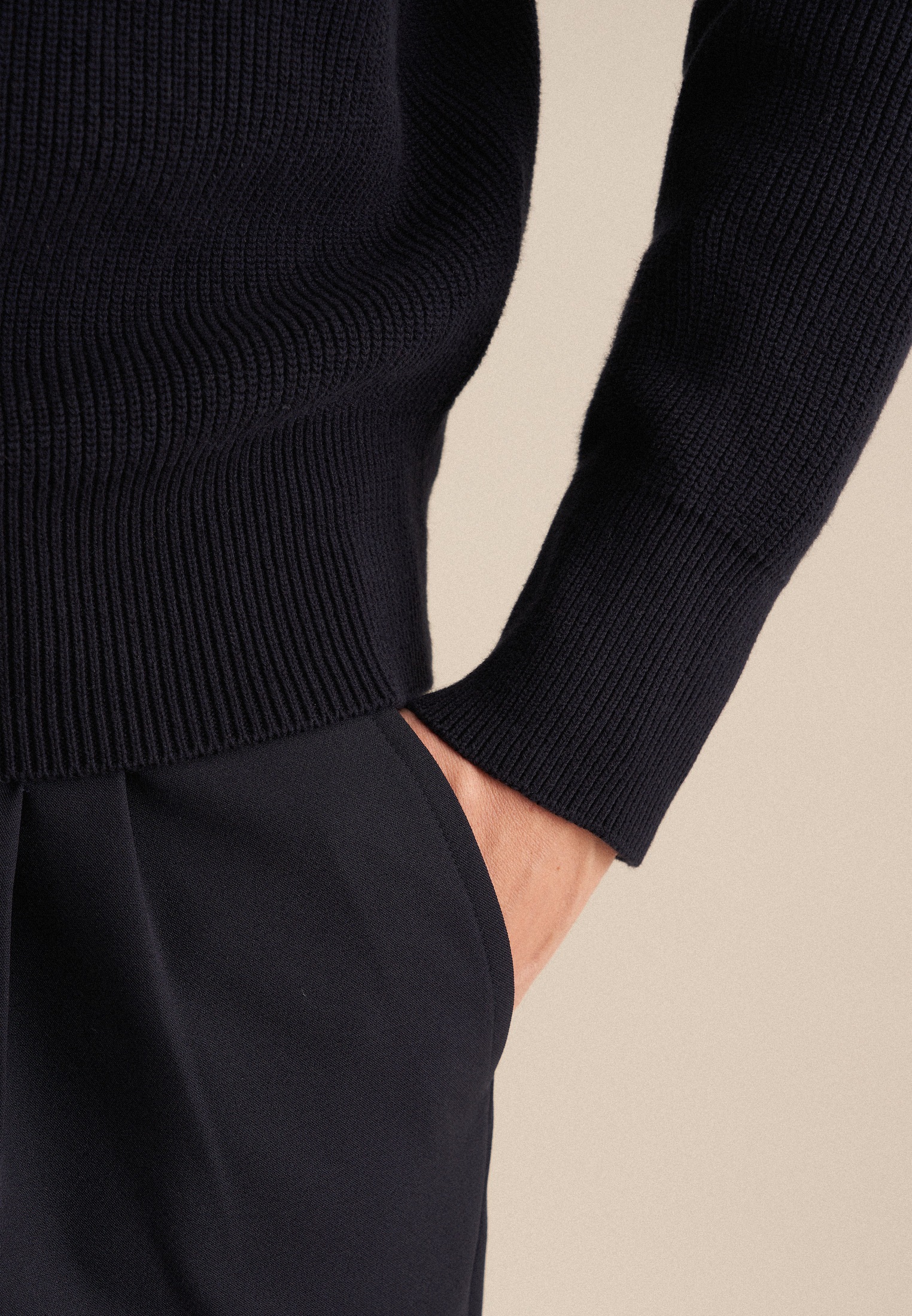 seidensticker Strickpullover »Schwarze Rose« 1/1 Rundhals Uni