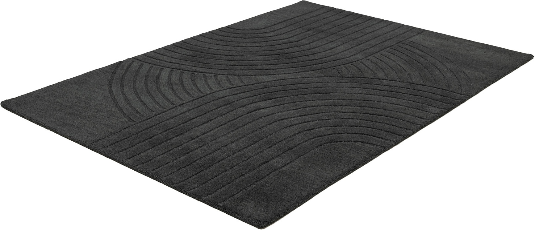 GOODproduct Tapis en laine »Gabbo Design, Handgefertigt, Teppich,  reine Wolle,« Rectangulaire 14 mm Höhe Hoch-Tief-Effekt, reine Wolle, Scandi-Look, Naturfaser