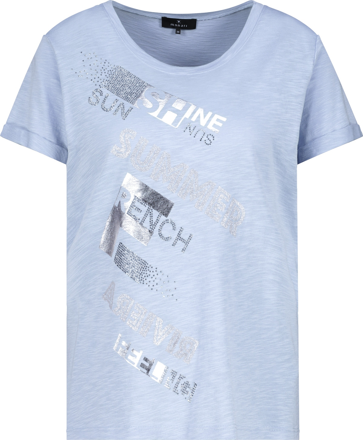Monari T-Shirt »Shirt Basic Schmuckschrift«, Mit Rundhalsausschnitt