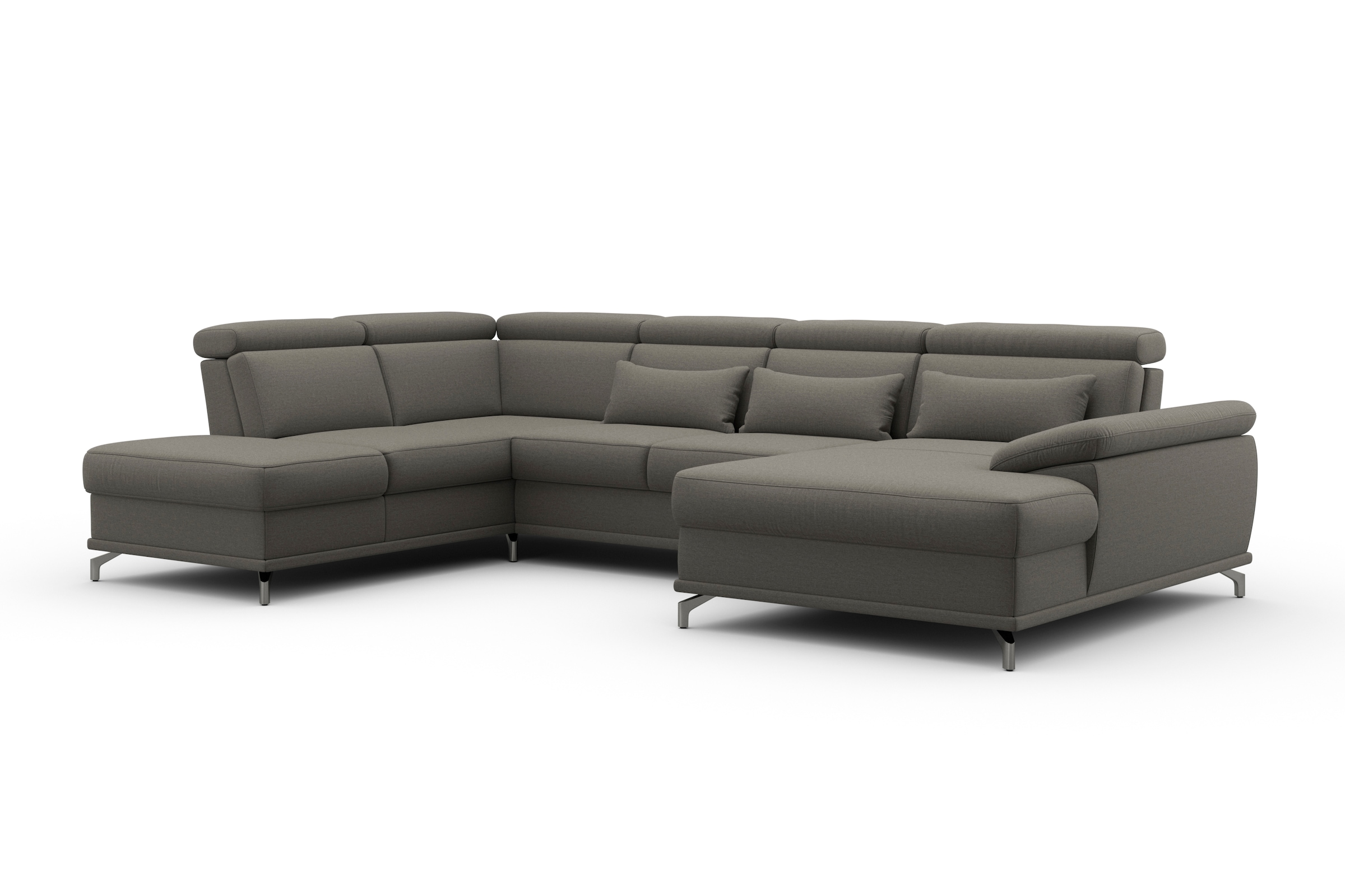 sit&more Wohnlandschaft »Cabrio U-Form, B: 359 cm, mit Sitztiefen-, Arm- & Kopfteilverstellung« 3 Nierenkissen, Federkern, optional Bettfunktion und Stauraum