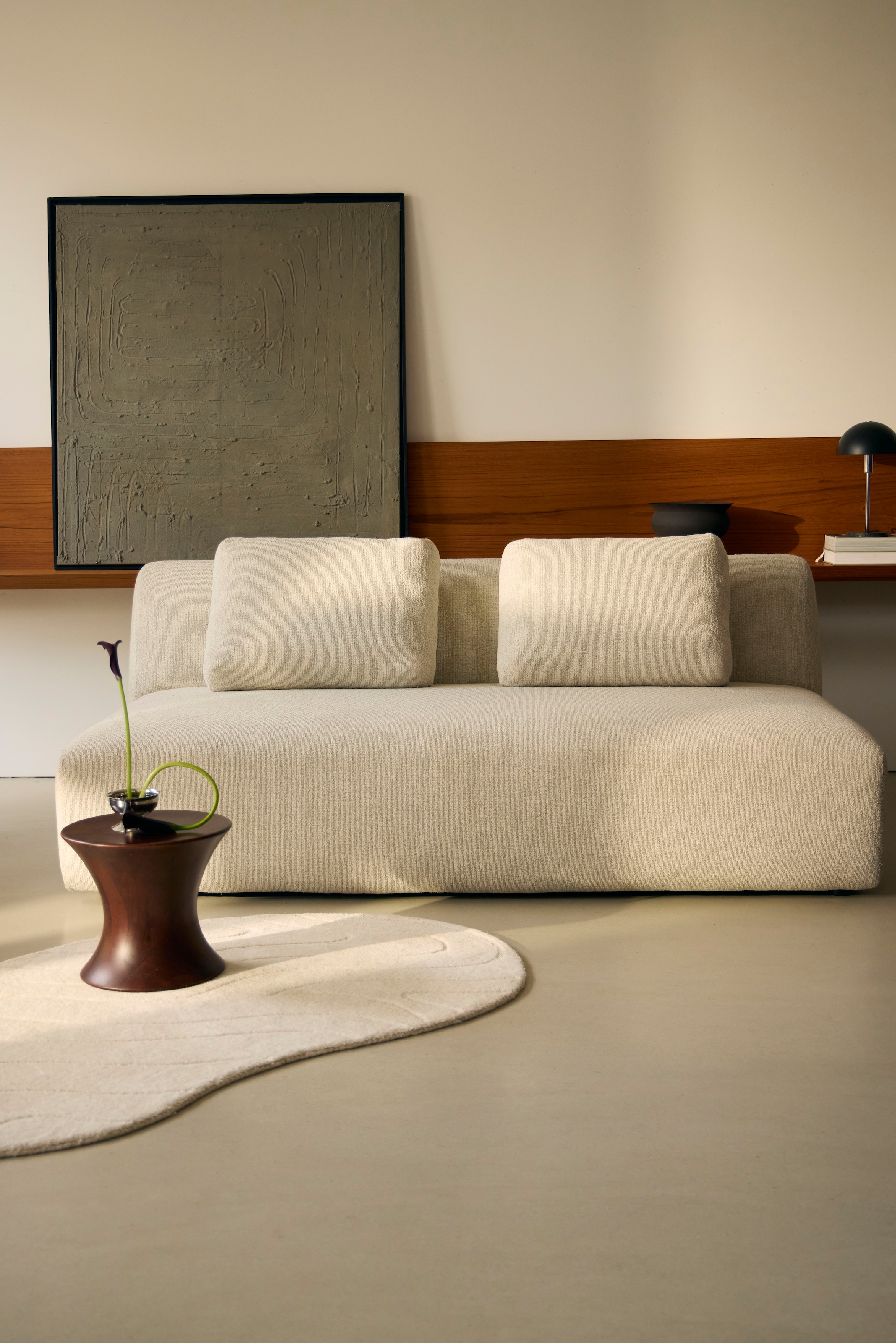 LeGer Home by Lena Gercke Wollteppich »Zarrah, mit Wellendesign, besondere Form, organisch« oval 14 mm Höhe reine Wolle, modern, Scandi, Schlafzimmer, Wohnzimmer, Esszimmer