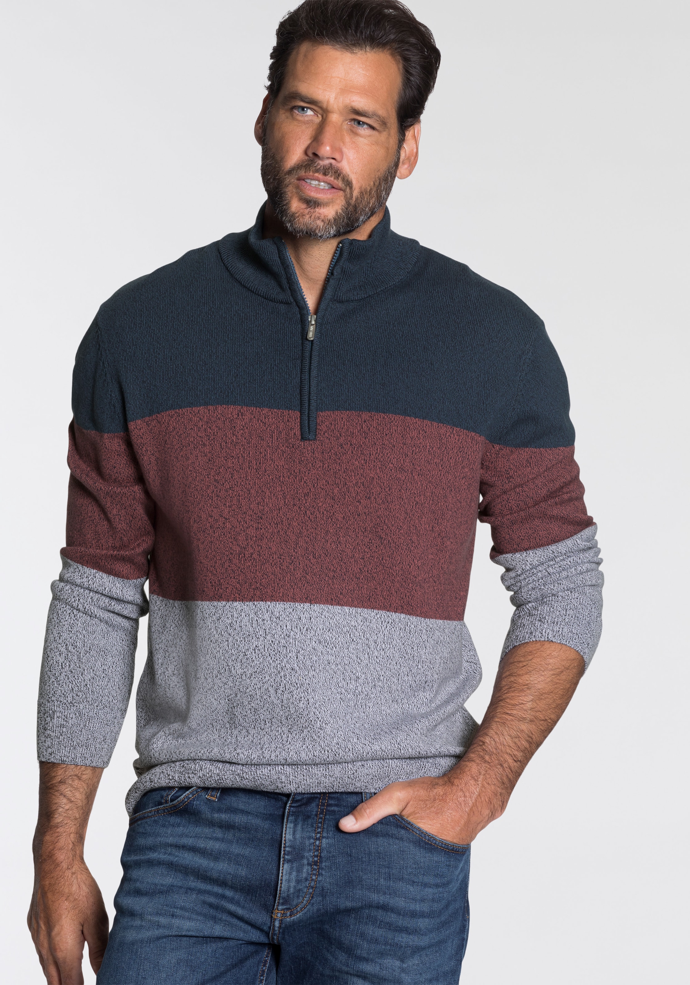 Image of Mans World Troyer "Bis Grösse 5 XL" mit Blockstreifen