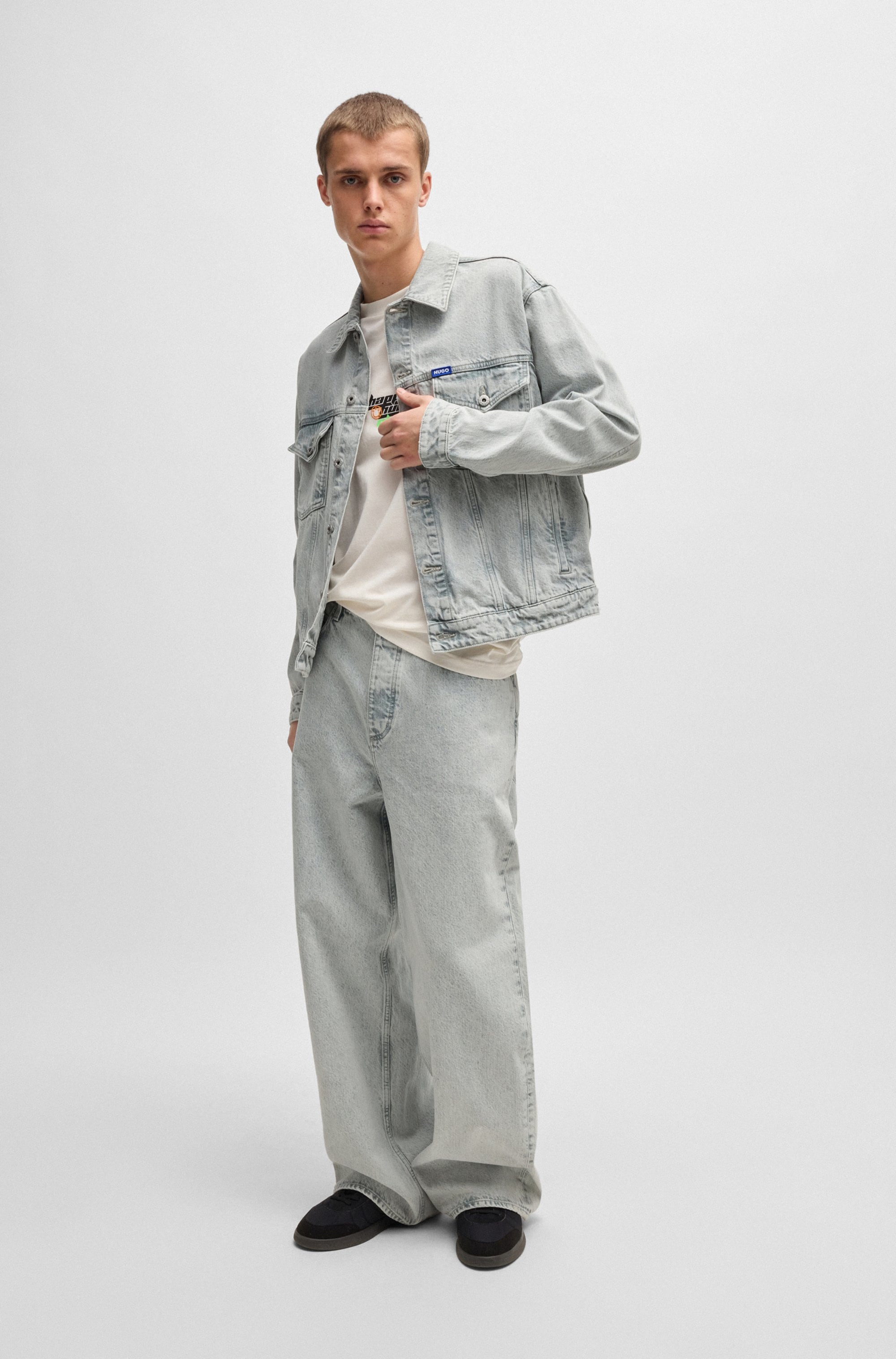 HUGO Blue Jeansjacke »Dex«, mit BOSS Leder-Badge