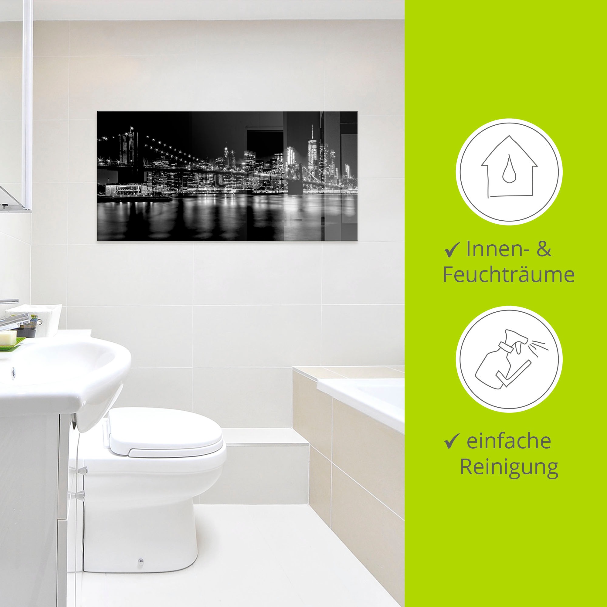 Artland Glasbild »Manhattan Skyline & Brroklyn Bridge I« Amerika 1 Stk. tlg. in verschiedenen Grössen