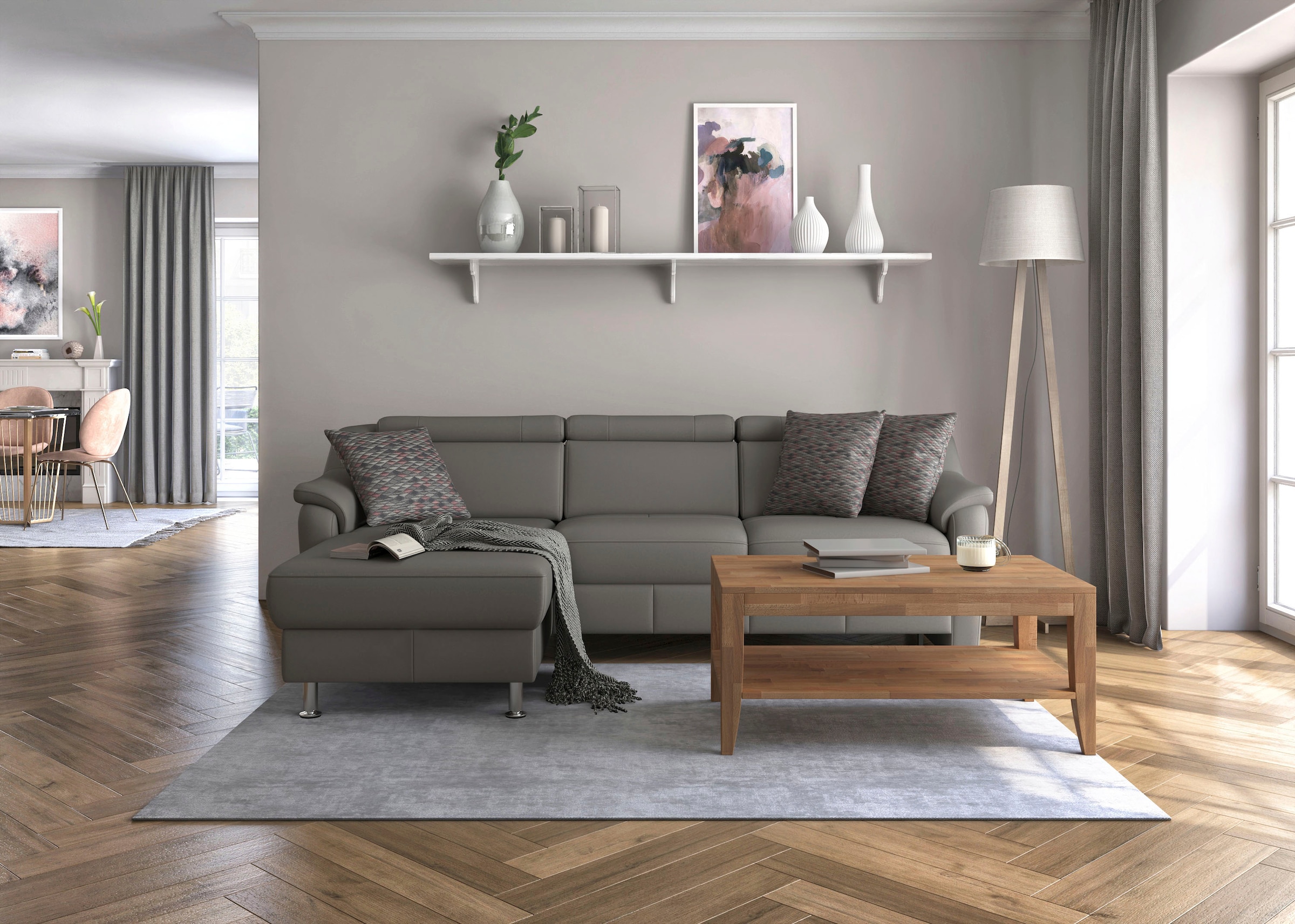 sit&more Canapé d'angle »Freetown L-Form« inklusive Kopfteilverstellung und komfortablem Federkern