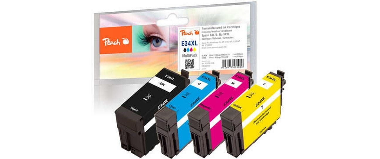Tintenpatrone »Peach Epson T3476, No 34XL BK, C, M, Y«, (4 St.)