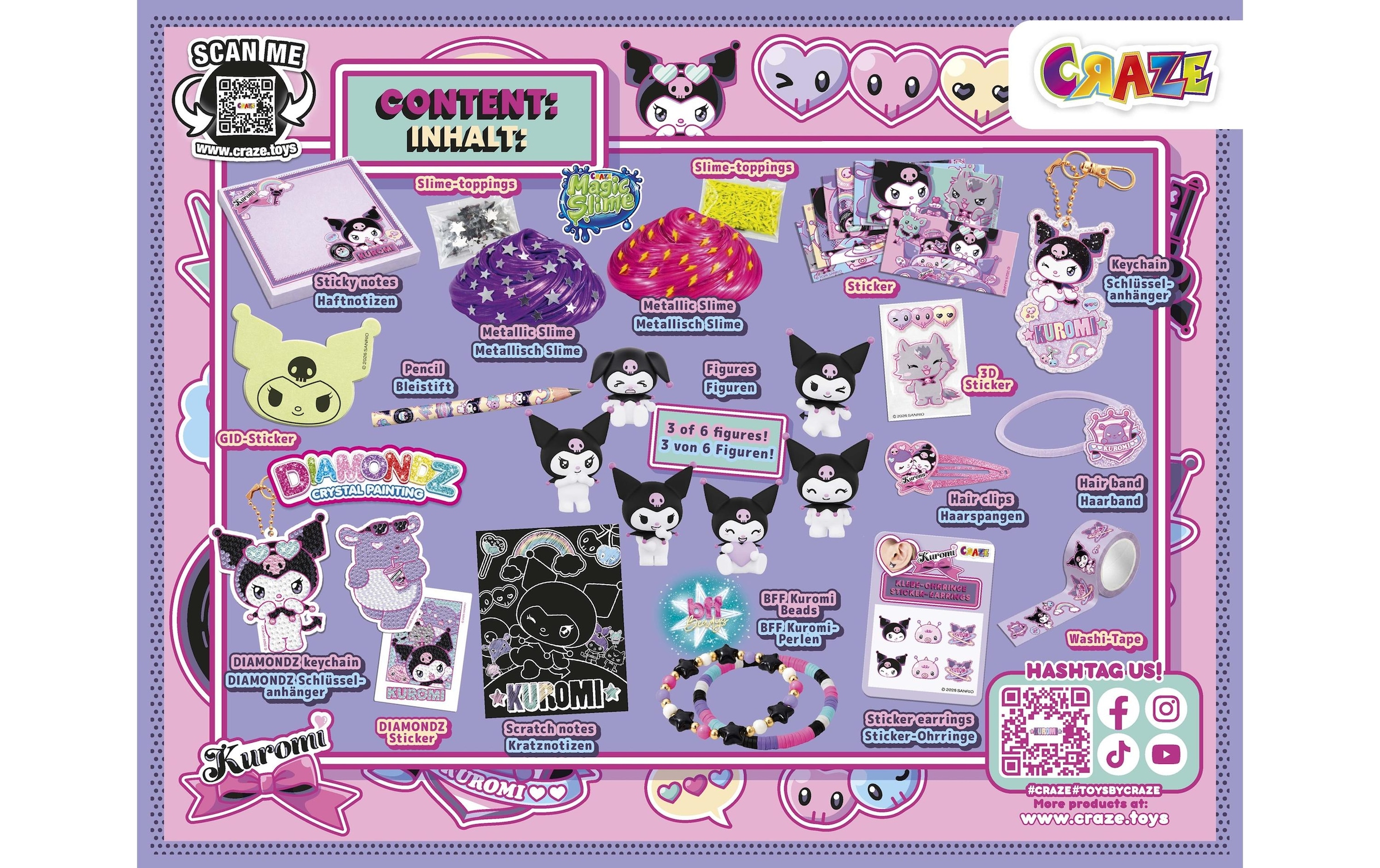 CRAZE Calendrier de l'Avent »Craze CRAZE Adventskalender Kuromi mit Accessoires und Spielzeug«