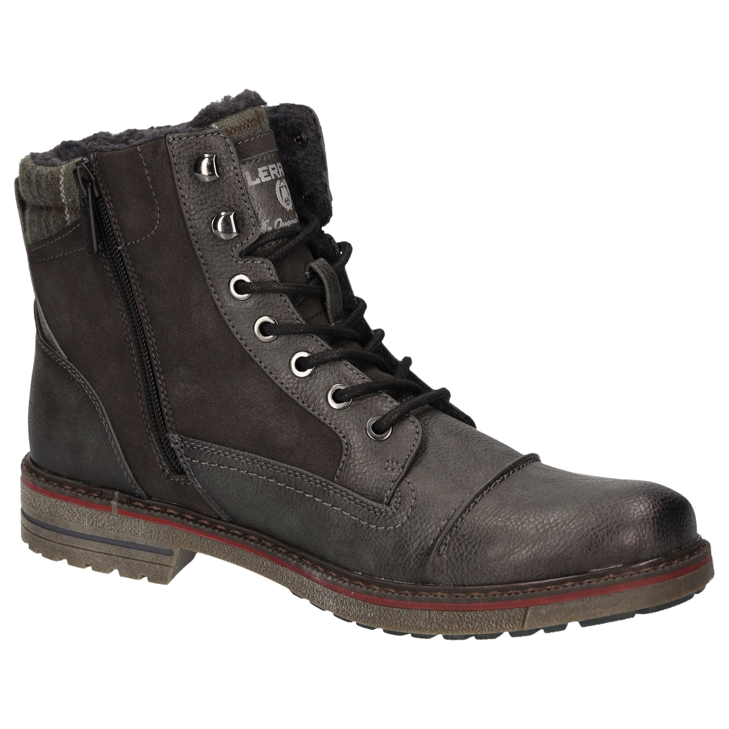 LERROS Winterboots  Workerboots, Schnürboots mit gepolstertem Karo-Schaftrand