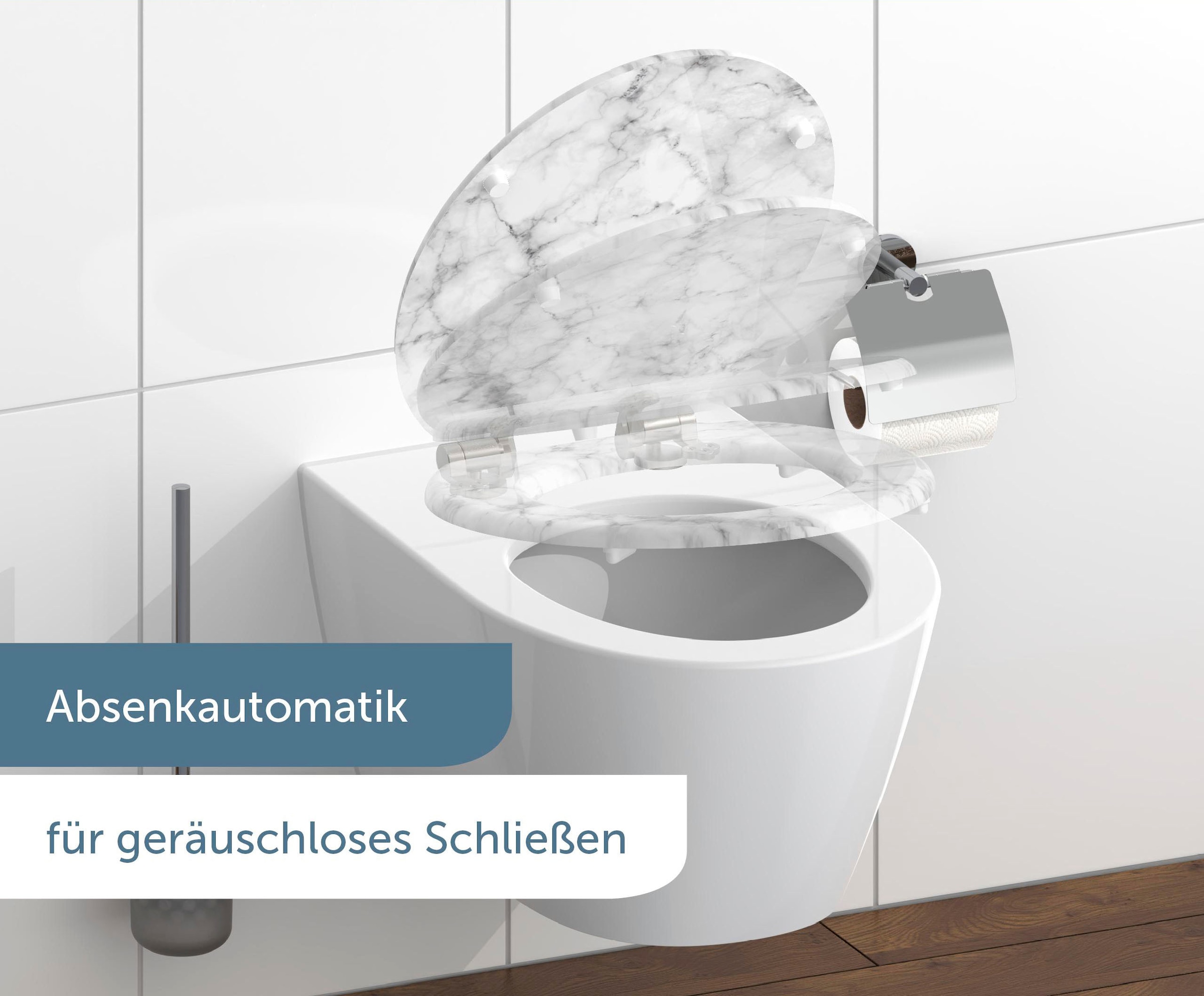Schütte WC-Sitz »Marmor«, Absenkautomatik, Holzkern, Motivdruck, MDF