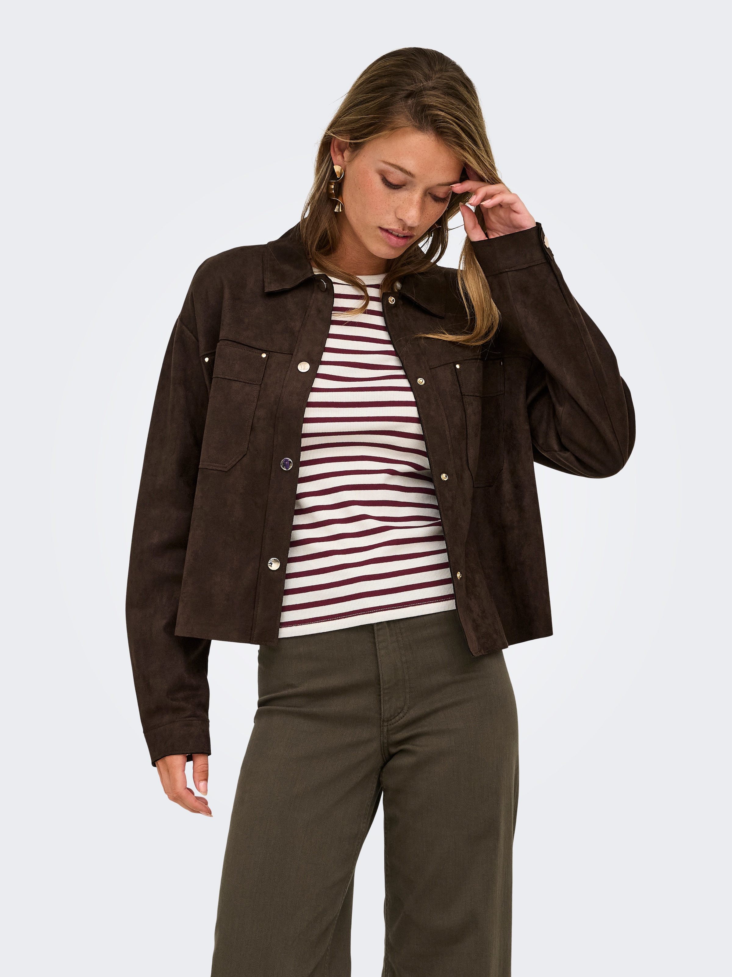Image of JDY Hemdbluse "JDYJULLE L/S FAKE SUEDE SHIRT JRS NOOS" Kunstfaser, regular fit