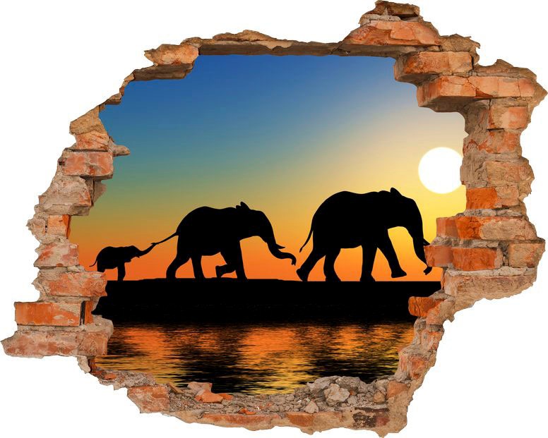 Image of Conni Oberkircher´s Wandsticker »3 D Sticker Backstein Walking Elephants - reisende Elefanten«, Wildtiere bei Ackermann Versand Schweiz