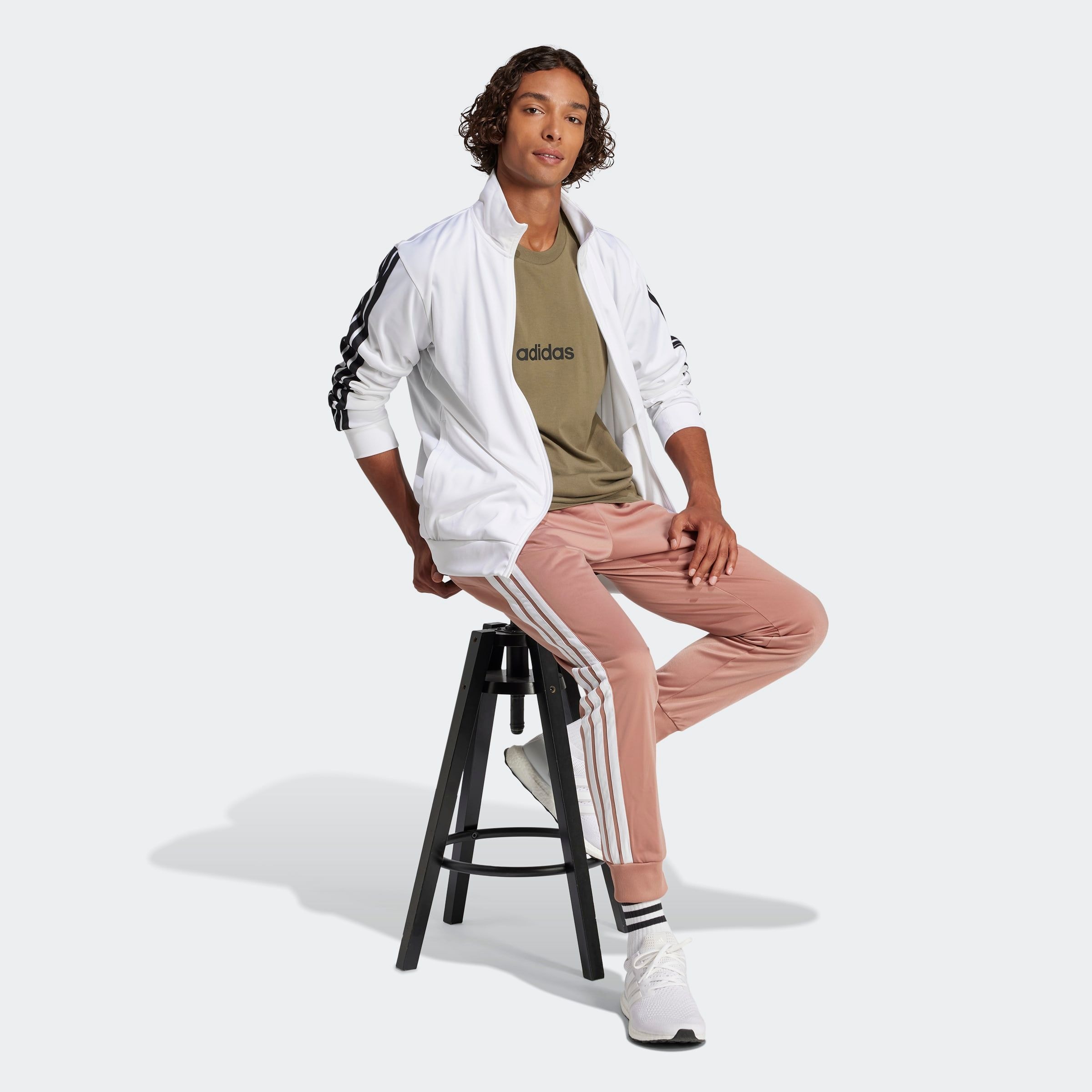 adidas Sportswear T-shirt »ESSENTIALS LINEAR SINGLE JERSEY« überschnittene Schultern, Kurzarmdesign, aus Baumwolljersey