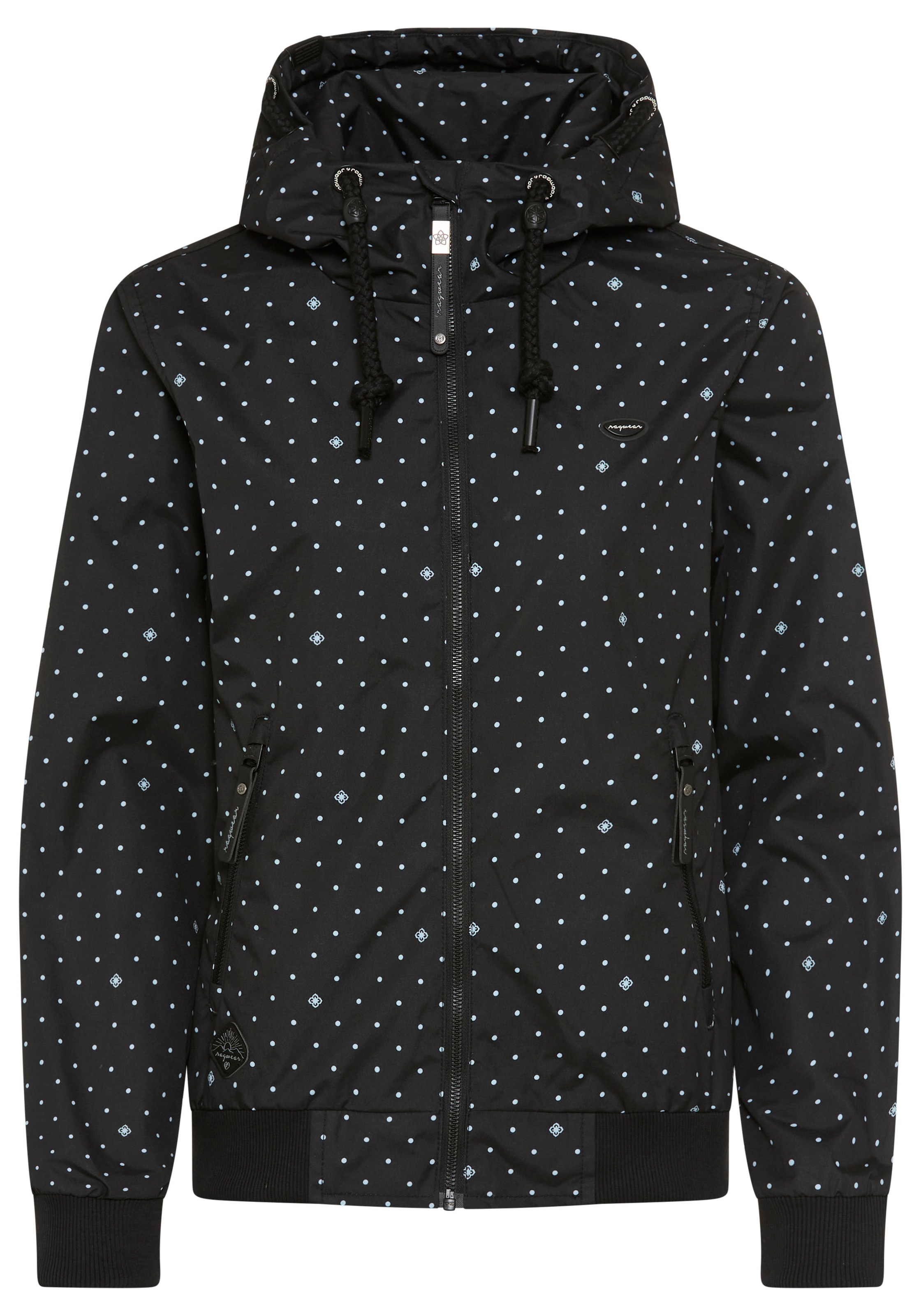 Ragwear Outdoorjacke »NUGGIE DOTS O« mit Kapuze aus Polyester, hüftlange Passform, hochschliessender Kragen