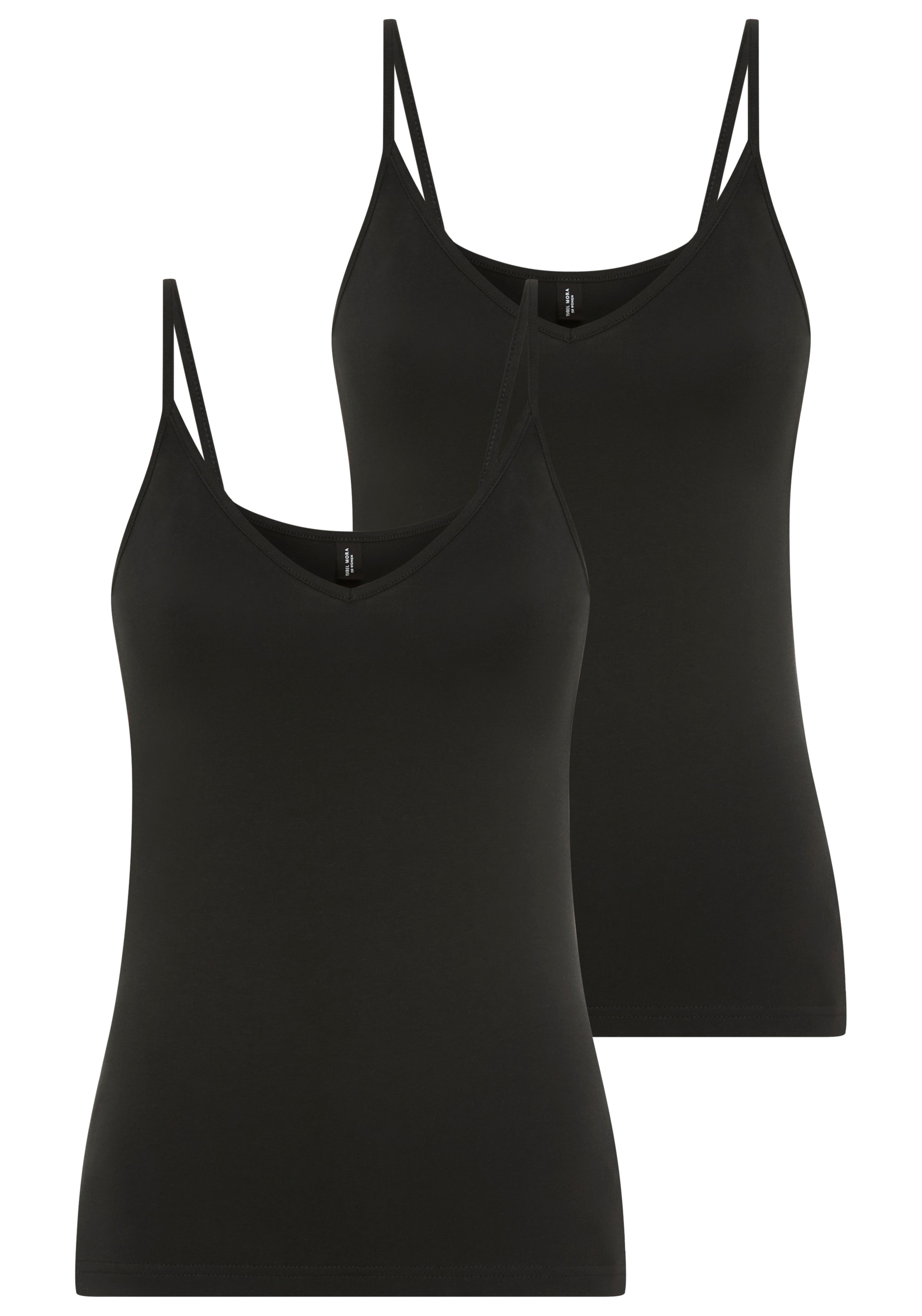 YSABEL MORA Spaghettitop 2er Pack,  Baumwollmix, elastisch, atmungsaktiv, weich