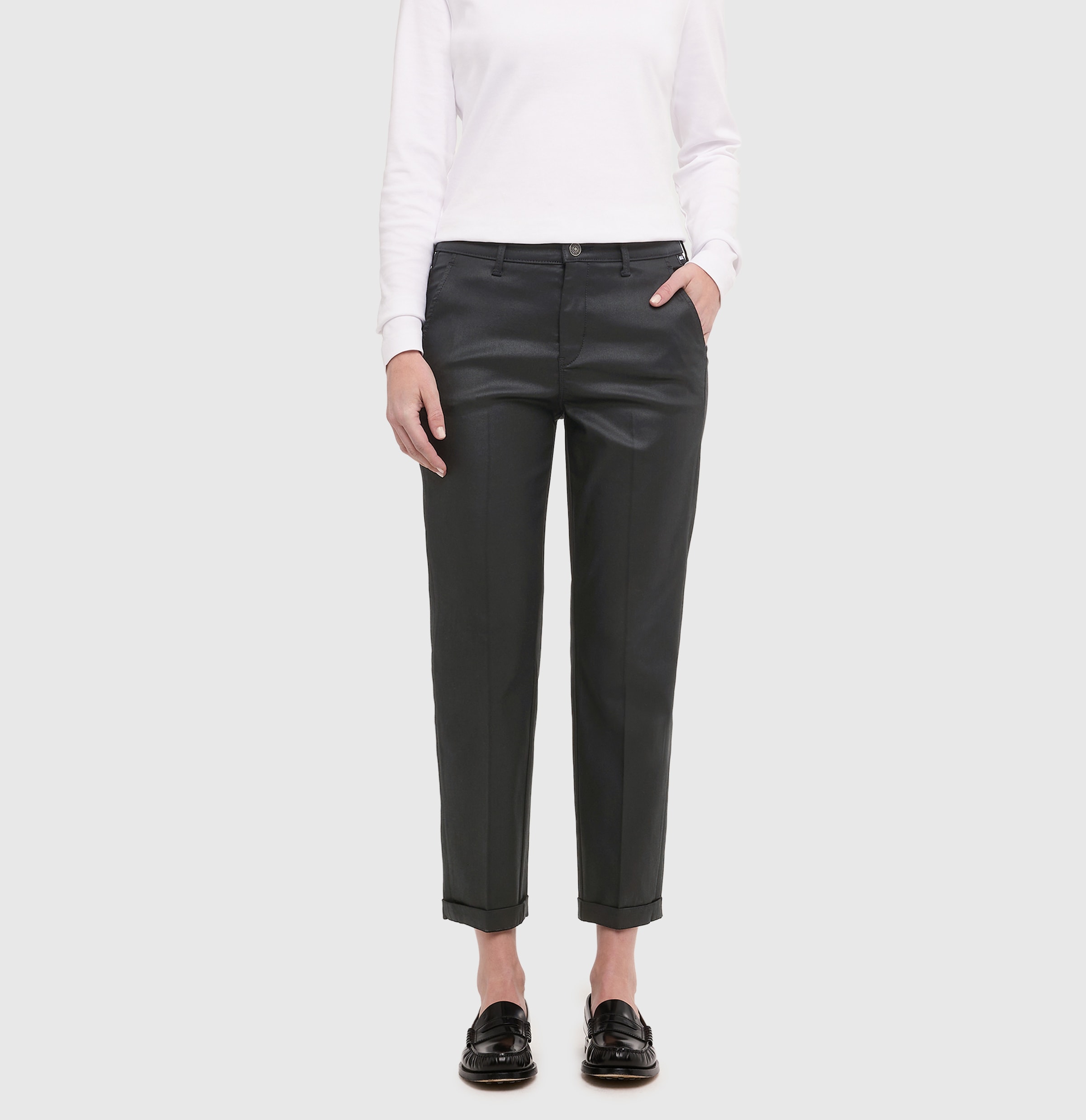 Image of MAC Chinohose "CHINO turn up" Leder-Optik
