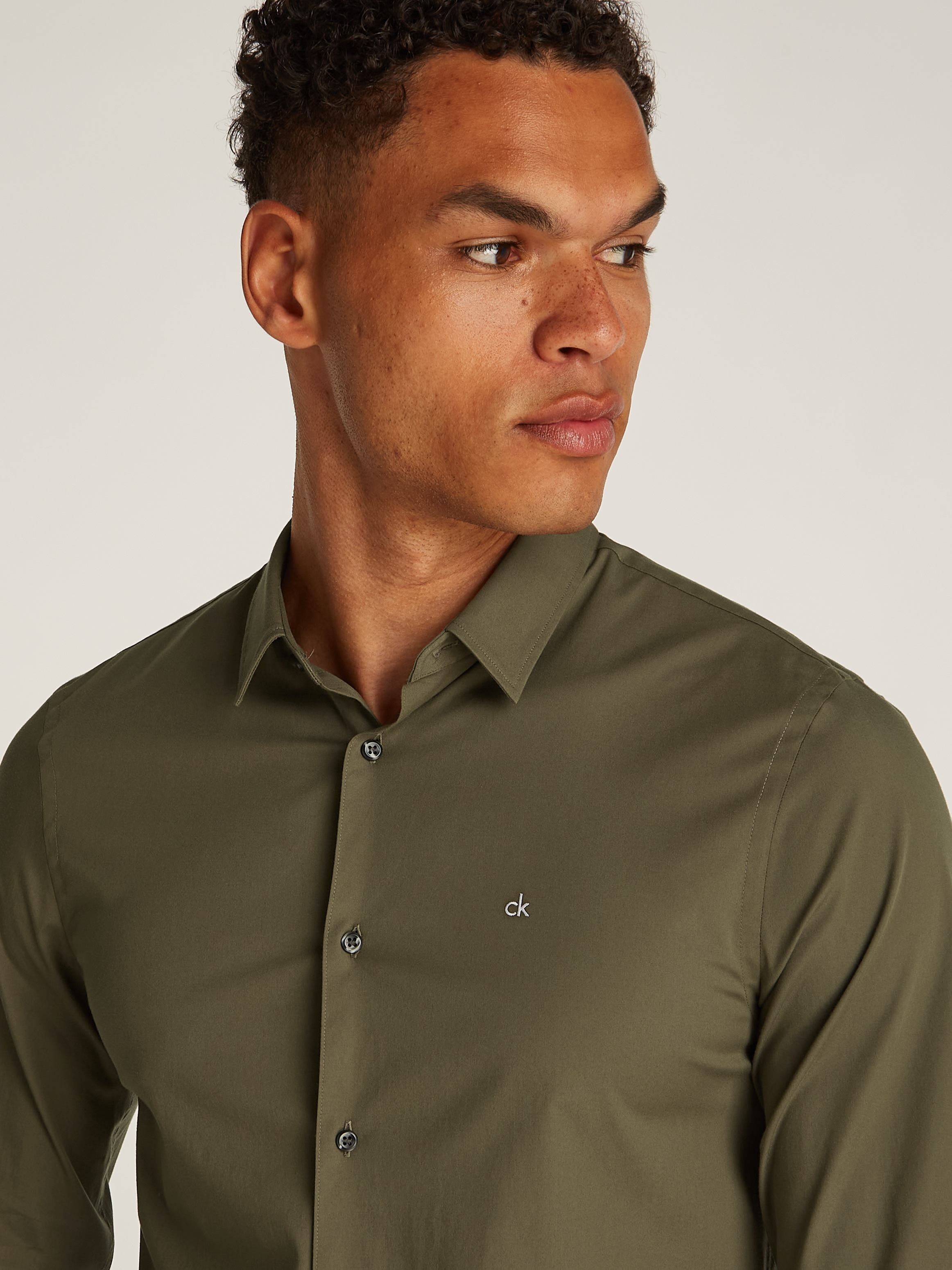 Calvin Klein Businesshemd »STRETCH POPLIN SLIM SHIRT«, mit Calvin Klein Logo auf der Brust