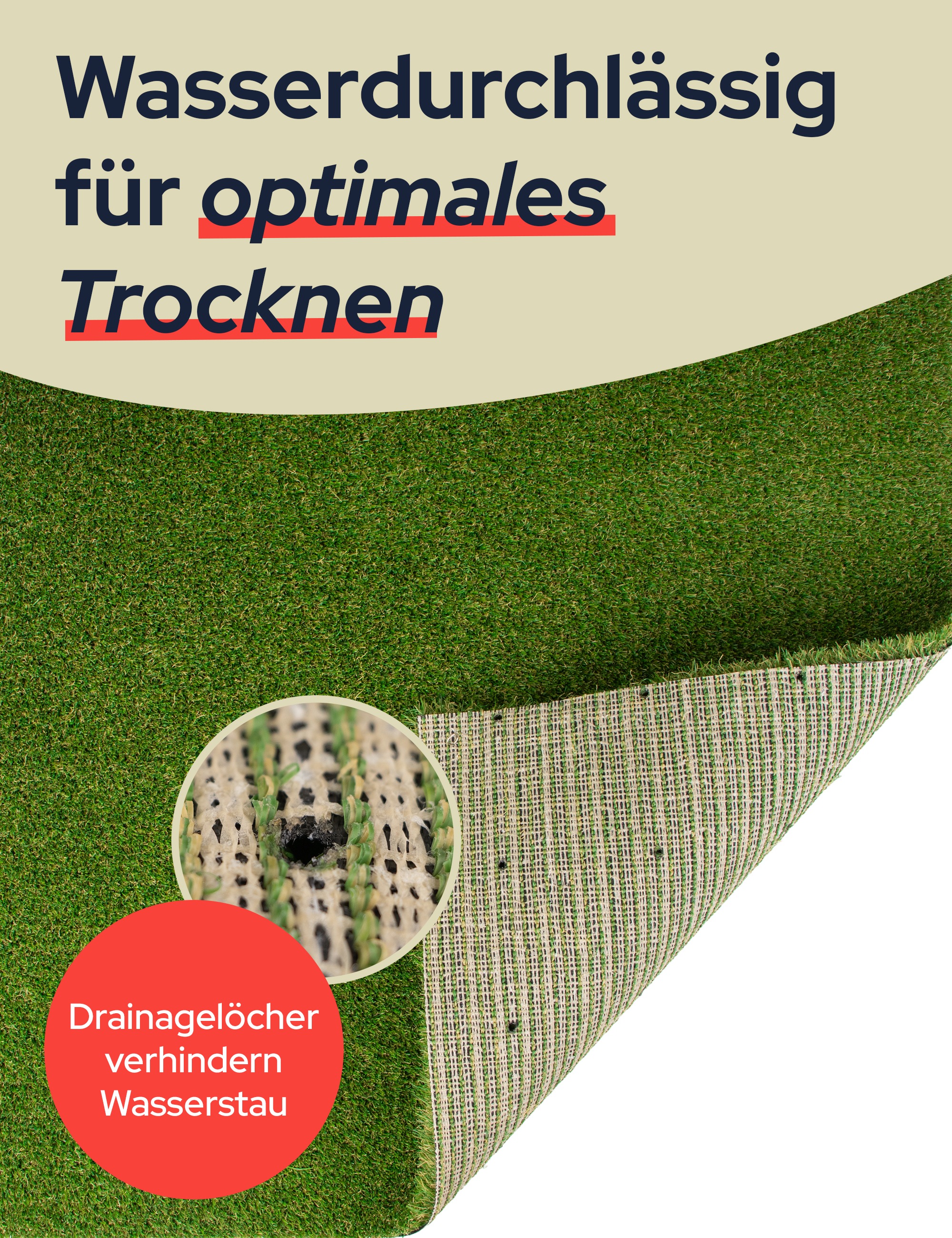 Primaflor-Ideen in Textil Kunstrasen »Kunstrasen MIAMI, Gesamthöhe 22 mm« rechteckig natürliche Optik, wasserdurchlässig, für Balkon, Terrasse & Garten