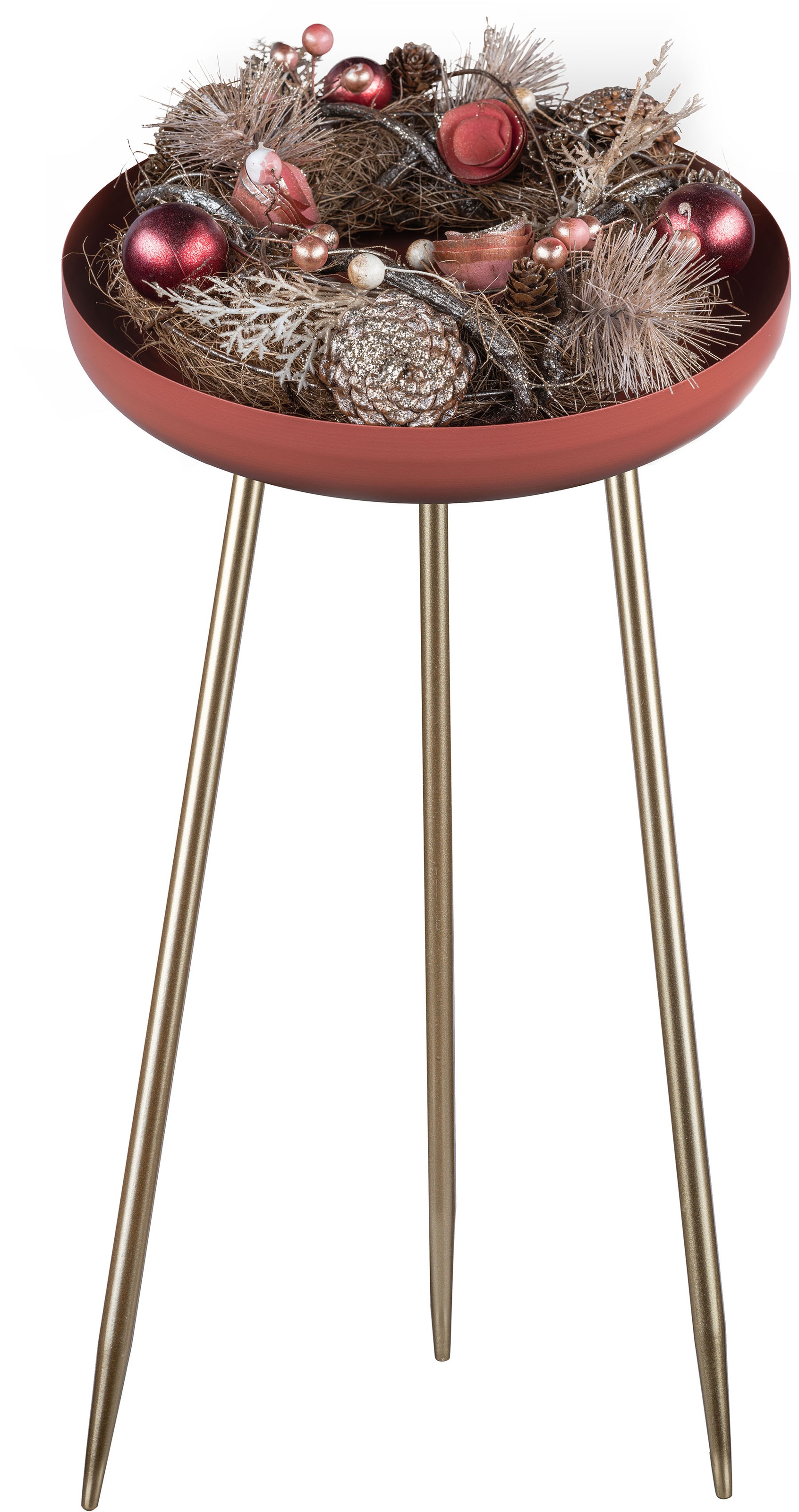 Image of Creativ deco Dekokranz, (Set, 2 St., 1 Kranz, 1 Tisch), Natur-Rattan-Kranz mit Zapfen, inklusive Beistelltisch, Höhe 48 cm bei Ackermann Versand Schweiz