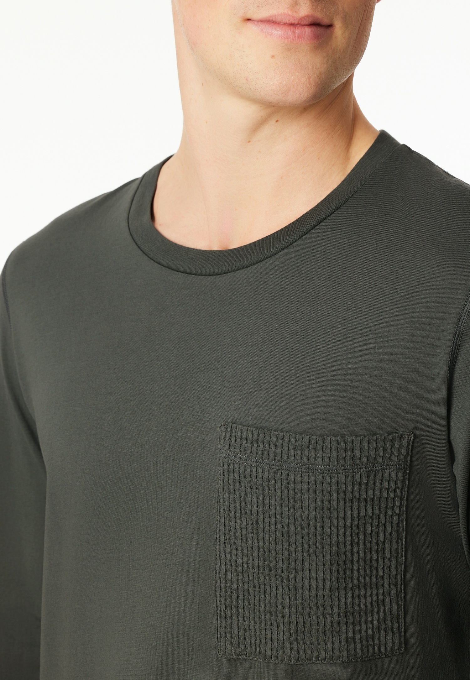 Schiesser Pyjama »Modern Nightwear« 2 pièces seitliche Taschen, Brusttasche, Langarm, Baumwolle, Single Jersey