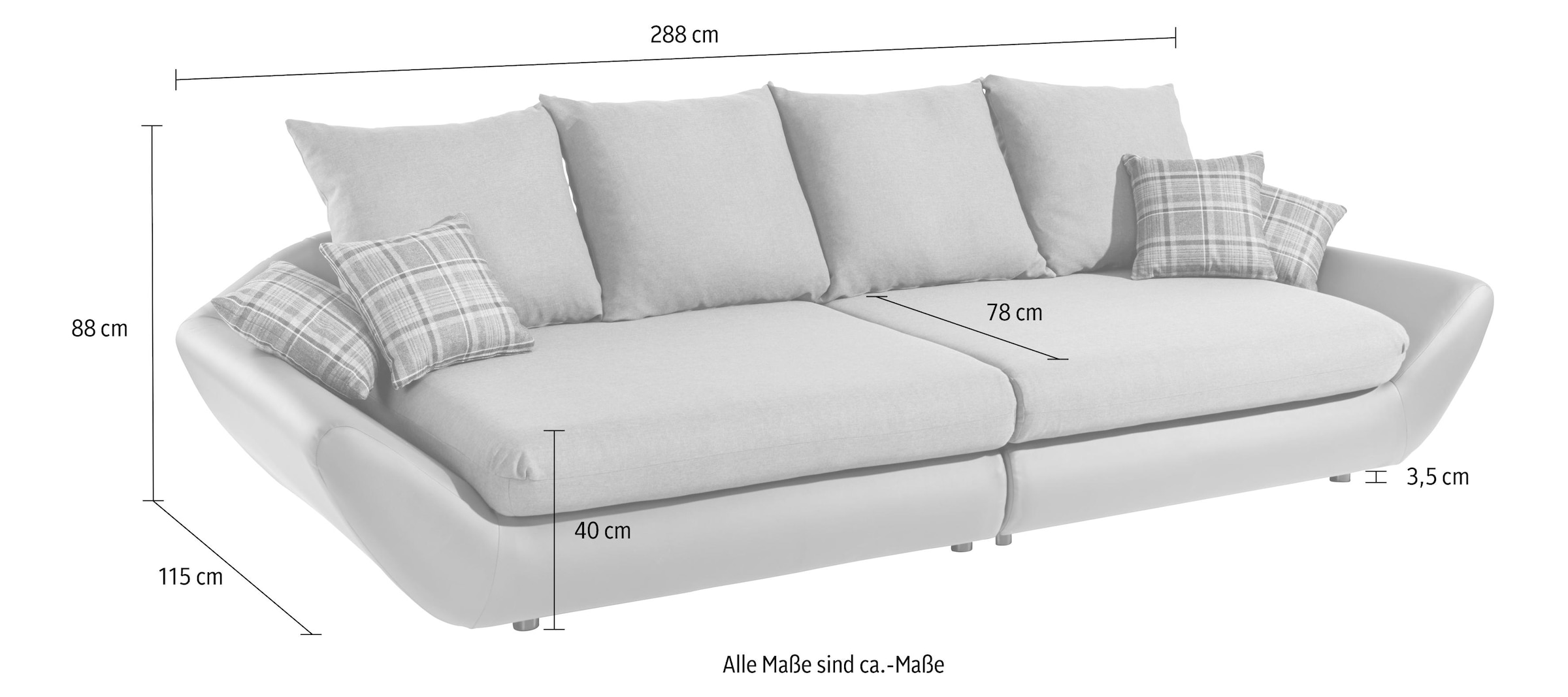 Trends by HG Big-Sofa »Moon«, frei im Raum auf stellbar versandkostenfrei