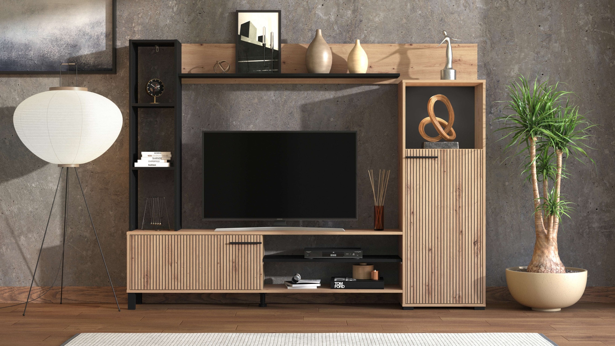 Image of INOSIGN Wohnwand "Retimno, inkl. Highboard, TV-Board, Standregal und Wandregal" Komplett-Set, 4 Stk. tlg.