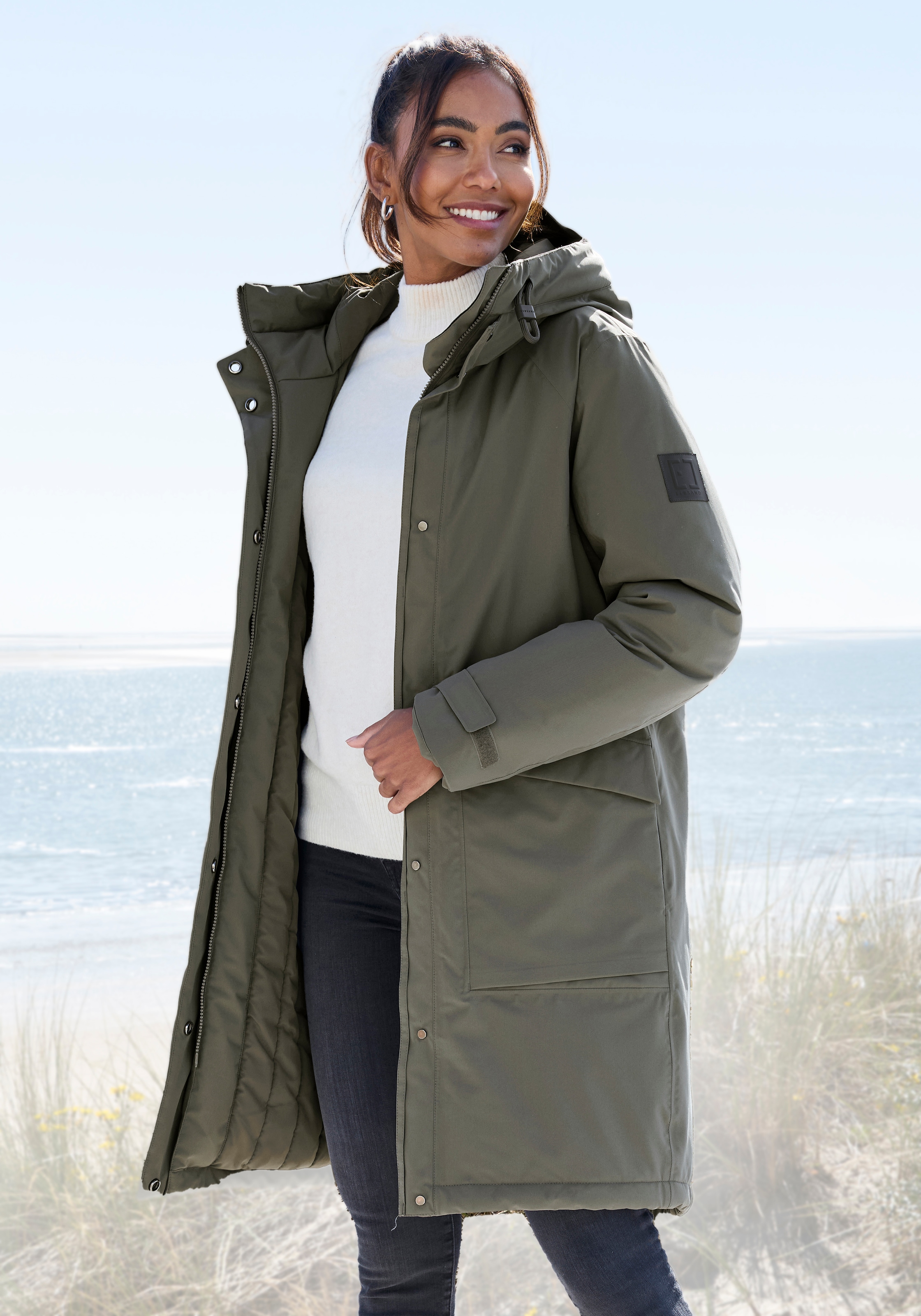 Image of Elbsand Winterjacke mit Kapuze mit verstellbarer Kapuze und aufgesetzten Taschen