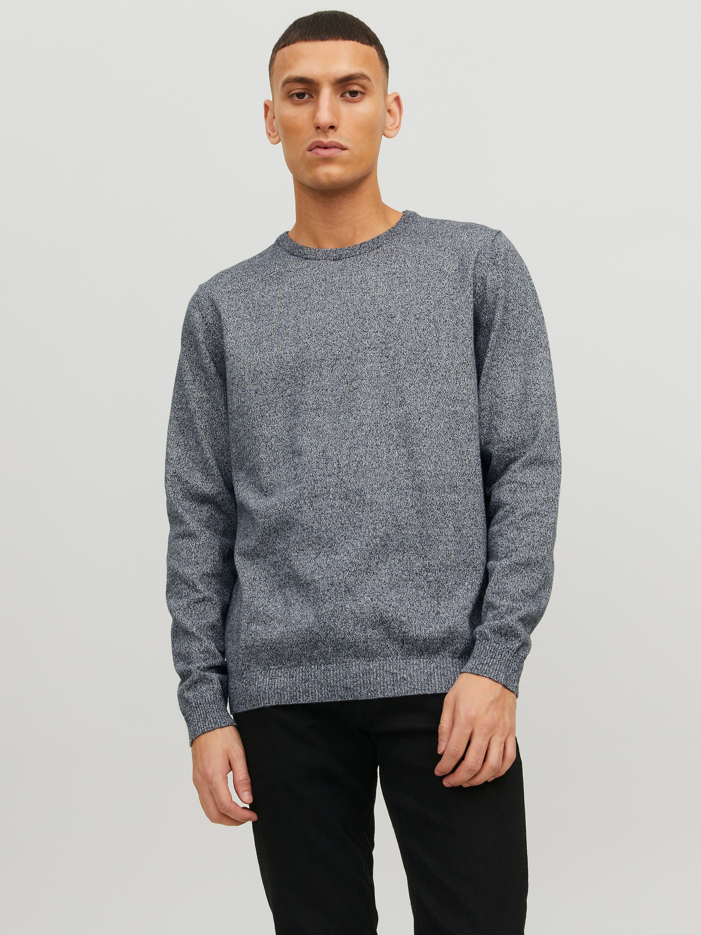 Image of Jack & Jones Rundhalspullover "JJEBASIC mit Rundhals, ideal für Job und Freizeit" unifarben, modisch, slim fit, Baumwolle, Rundhals