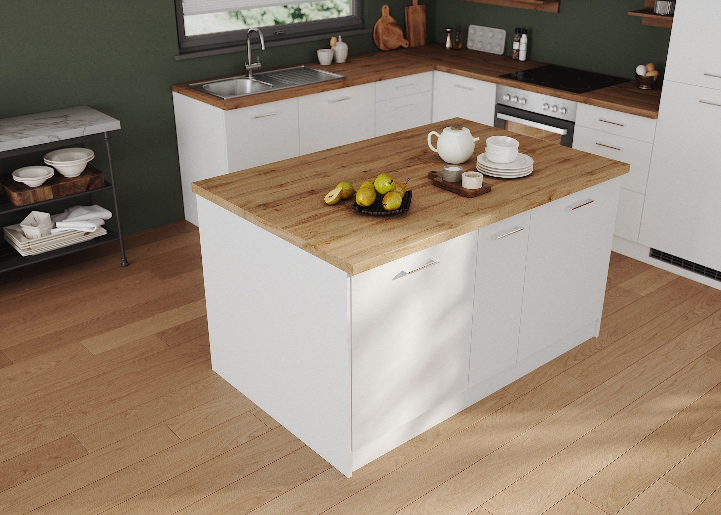 KOCHSTATION Ilot de cuisine »KS-Milan« dimensions 153/100 cm, beaucoup d’espace de rangement, lieu central : cuisine
